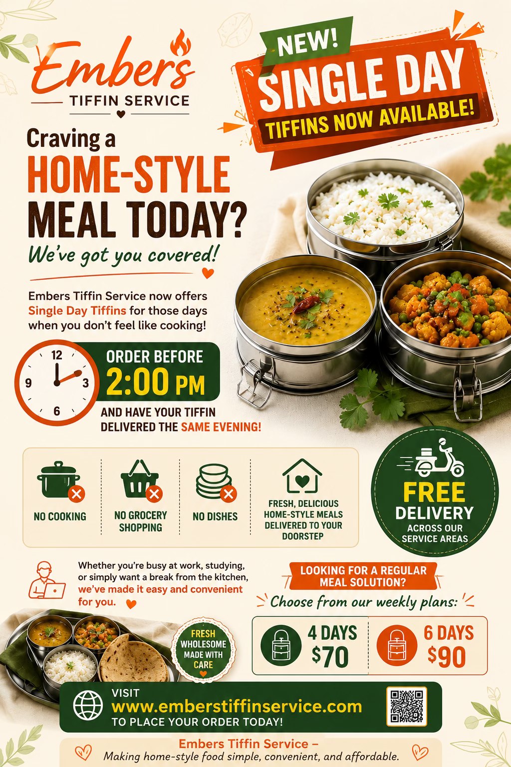 Embers Tiffin Service Facebook ad