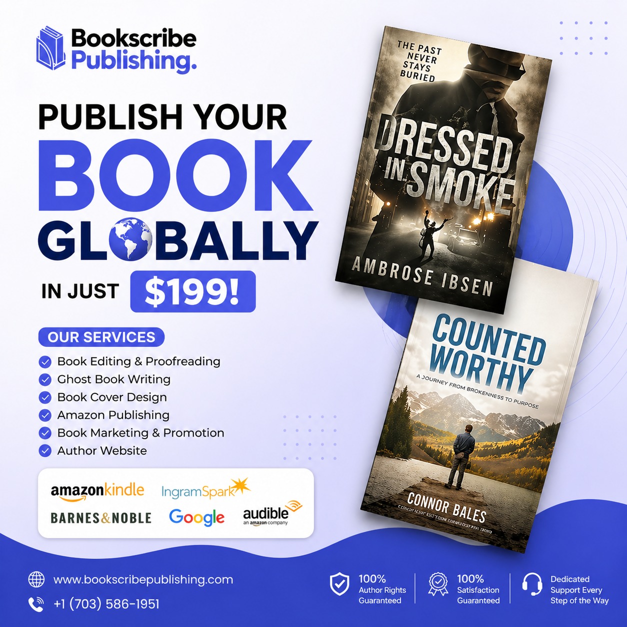 Bookscribe Publishing. Facebook ad: Get Your Book Published on Amazon with Global Distribution