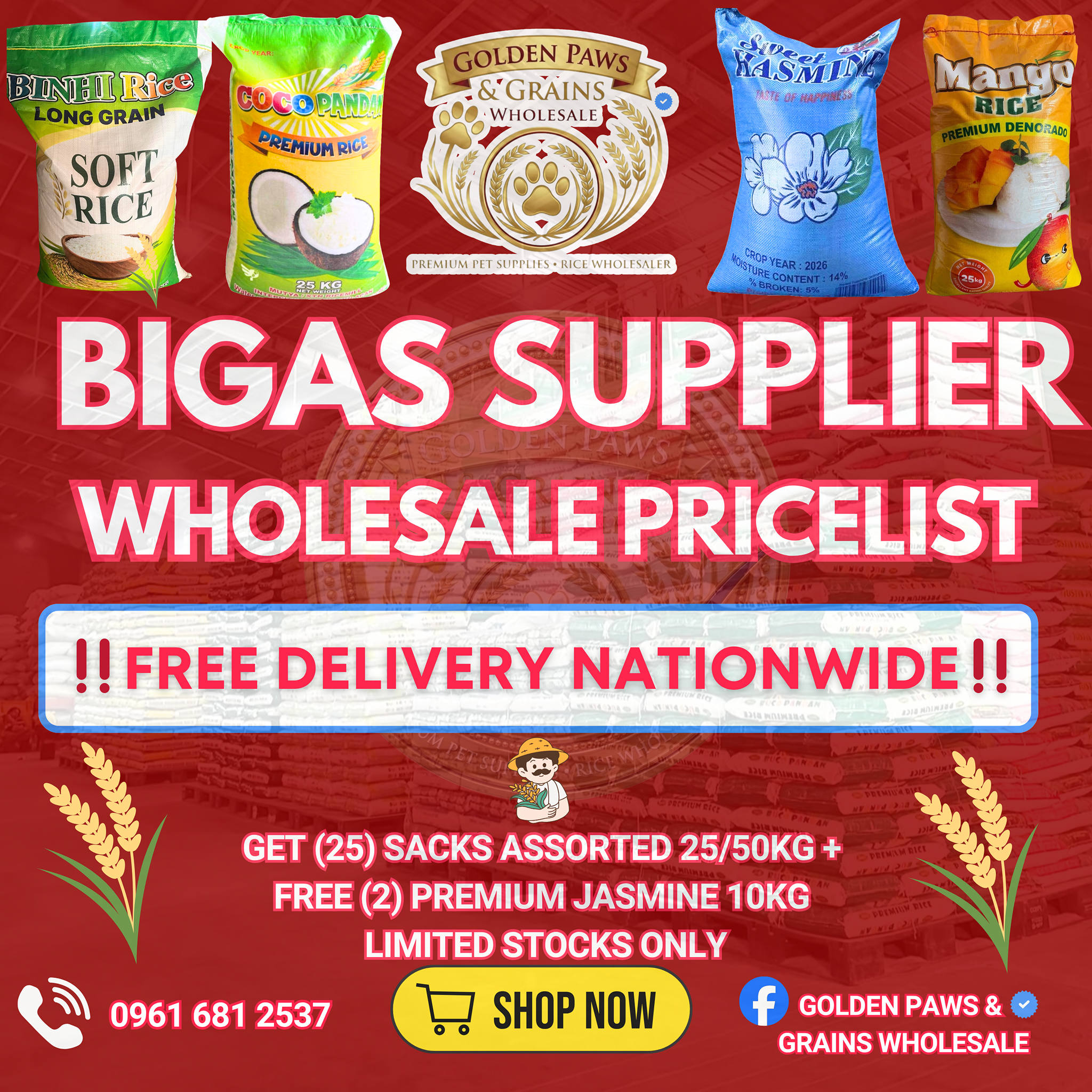 Golden Paws & Grains Wholesale Facebook ad