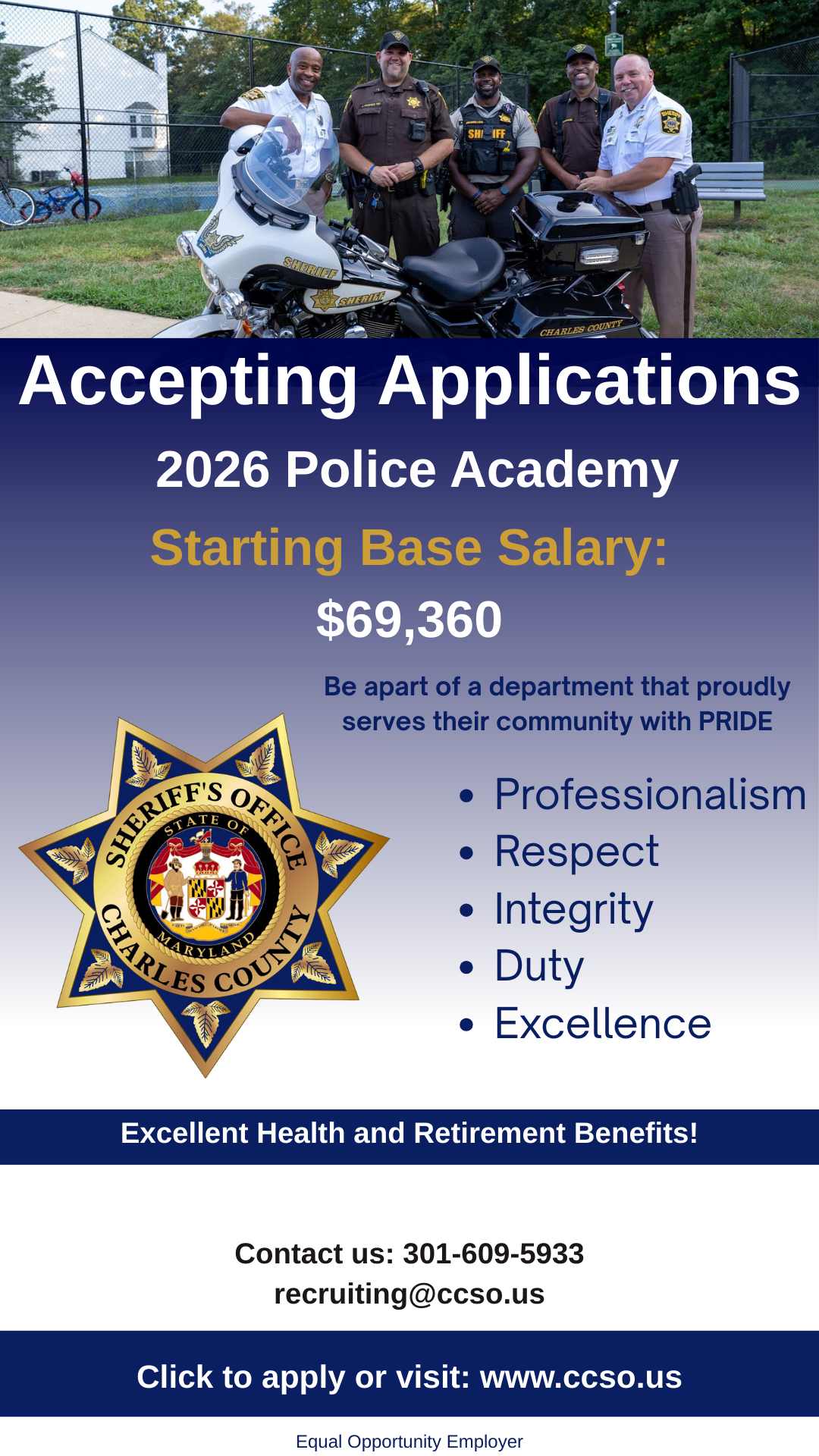 Charles County Sheriff's Office Recruiting Facebook ad from Jan 2, 2026