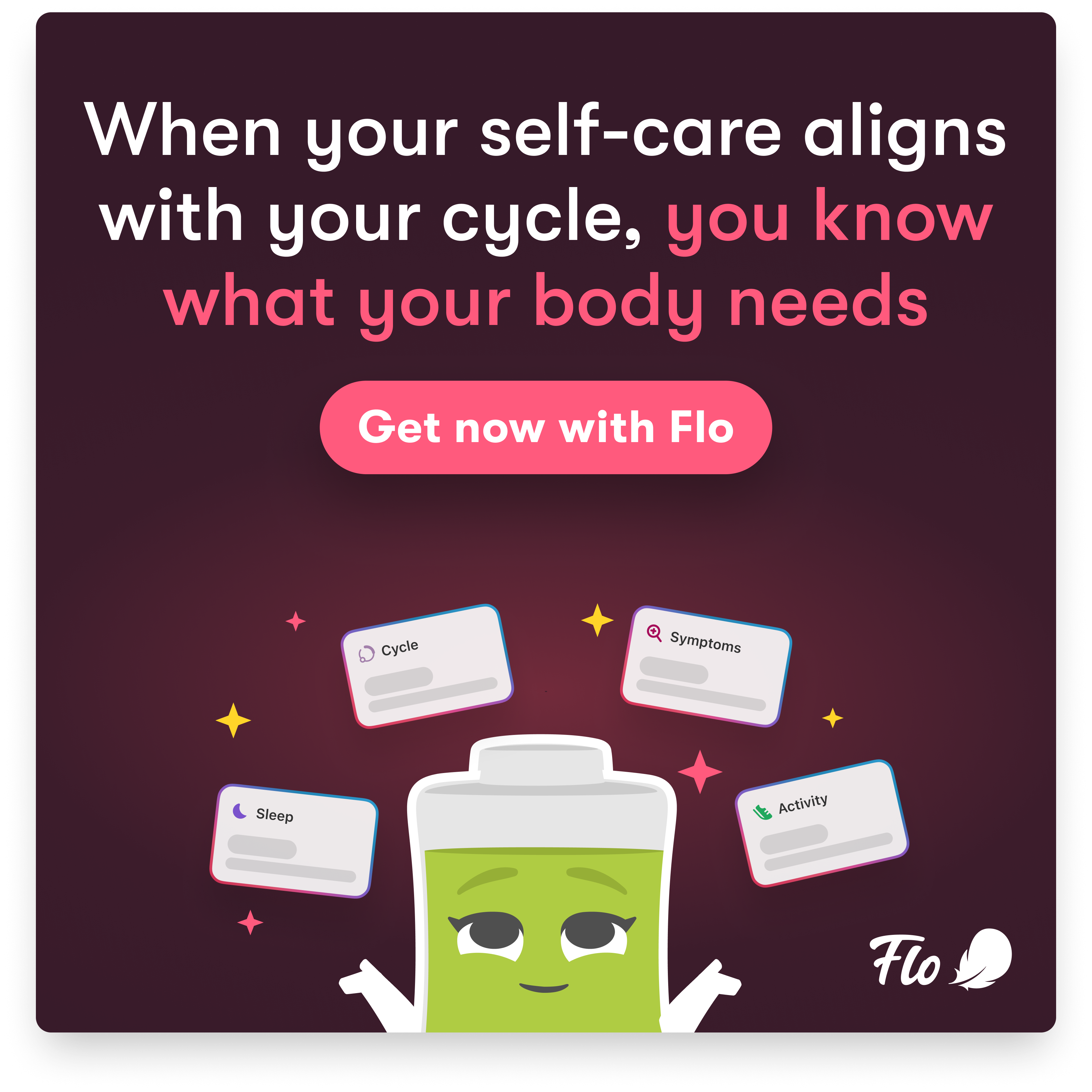 Flo Health App Facebook ad: Start using Flo today!