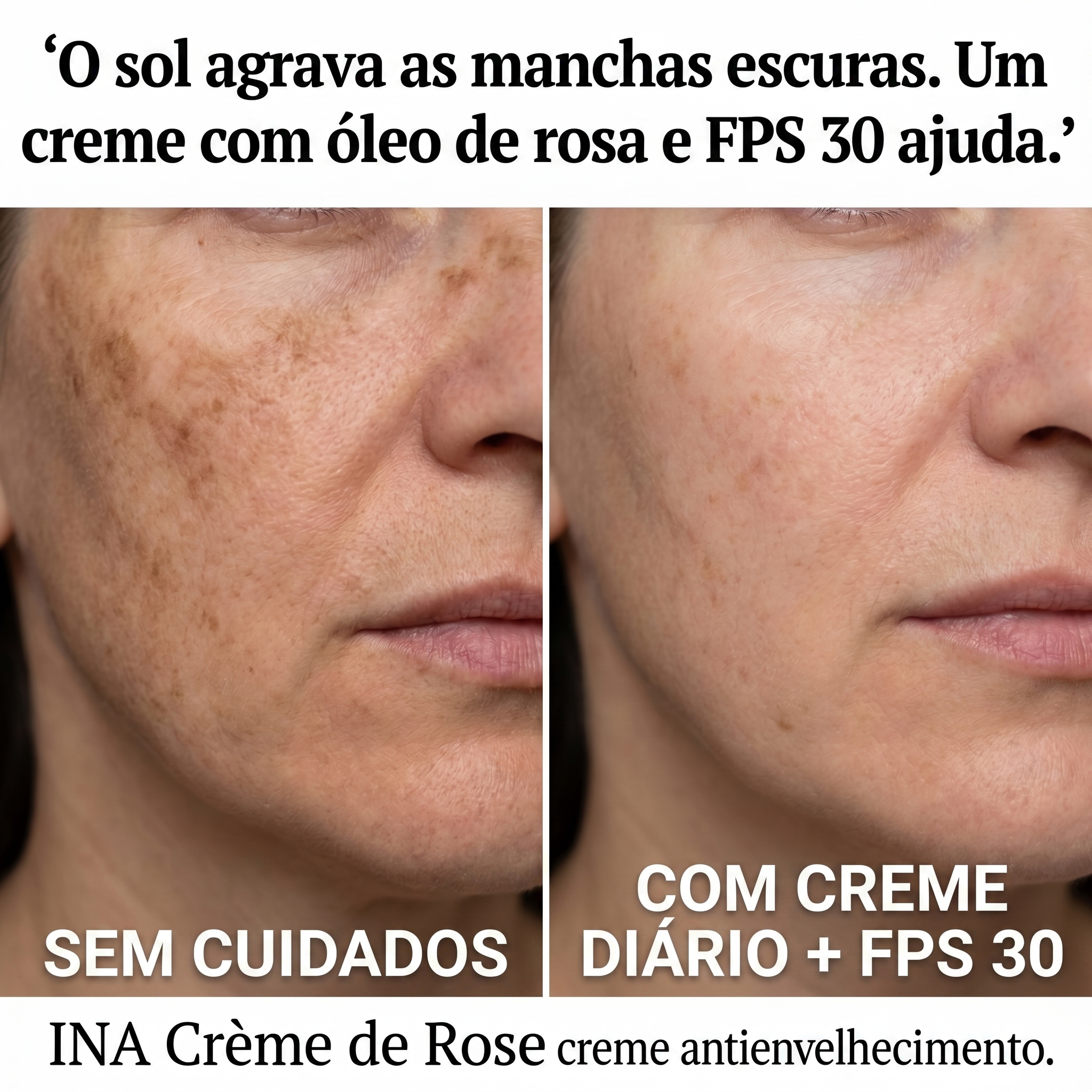 InaEssentials.PT - Cosméticos Orgânicos Familiares Facebook ad: O sol escurece as tuas manchas todos os dias