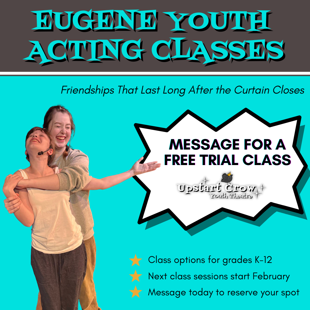Upstart Crow Youth Theatre Facebook ad: Message for a free trial class!