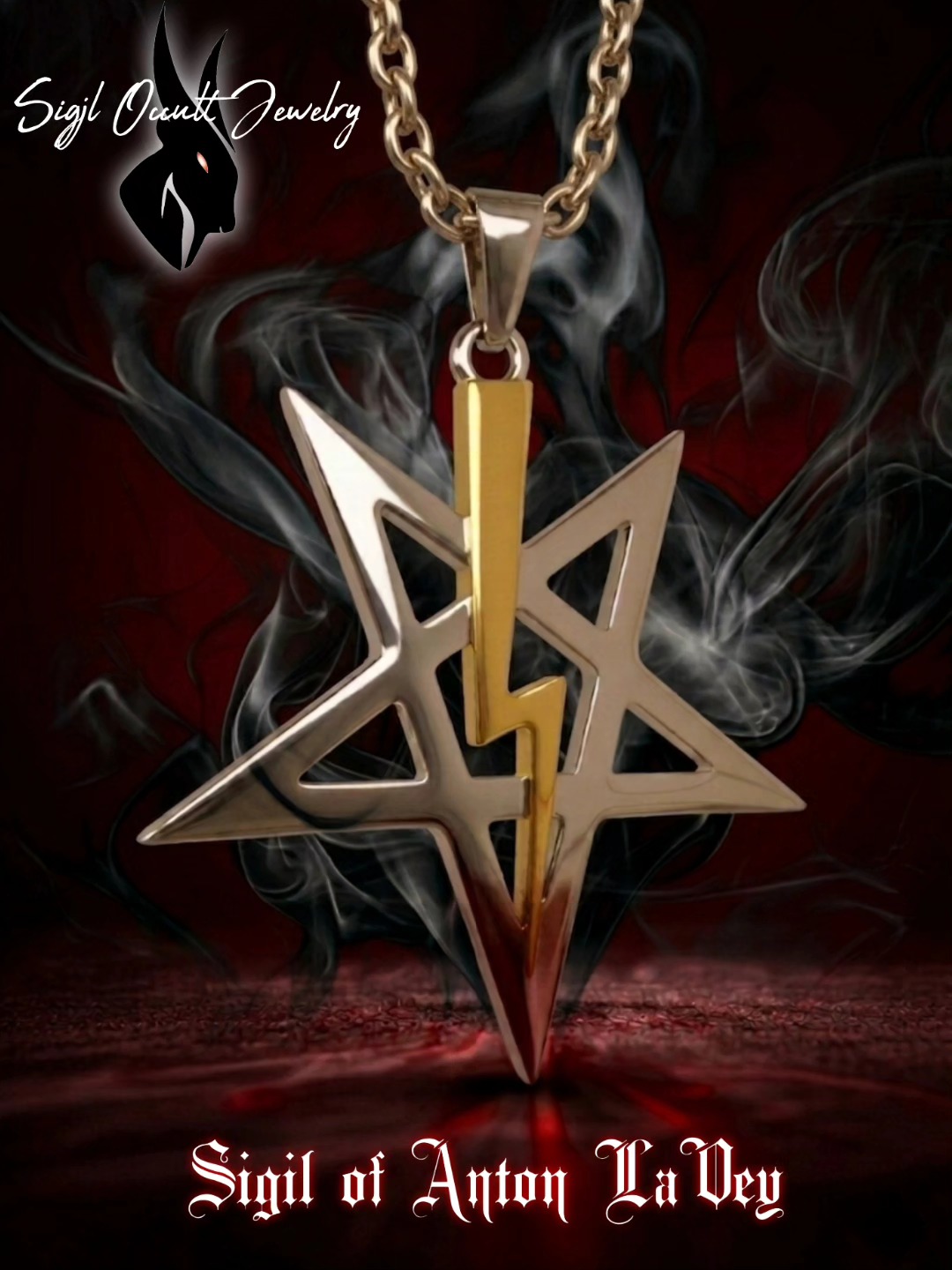 Sigil Occult Jewelry Facebook ad: Our new Sigil of Anton LaVey design pays…