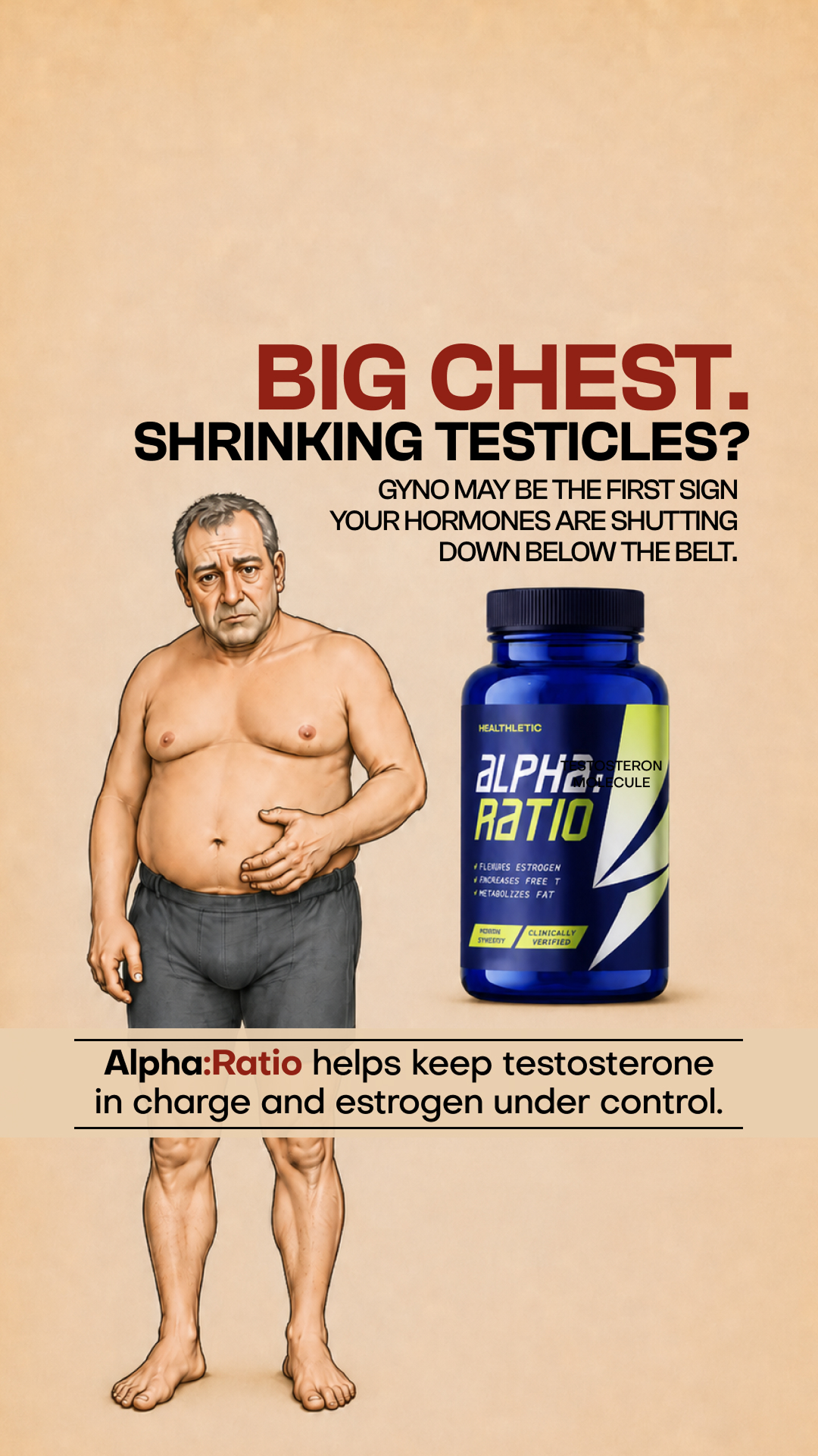 Healthletic Alpha Ratio Facebook ad: The Estrogen Problem No One Tells Men About