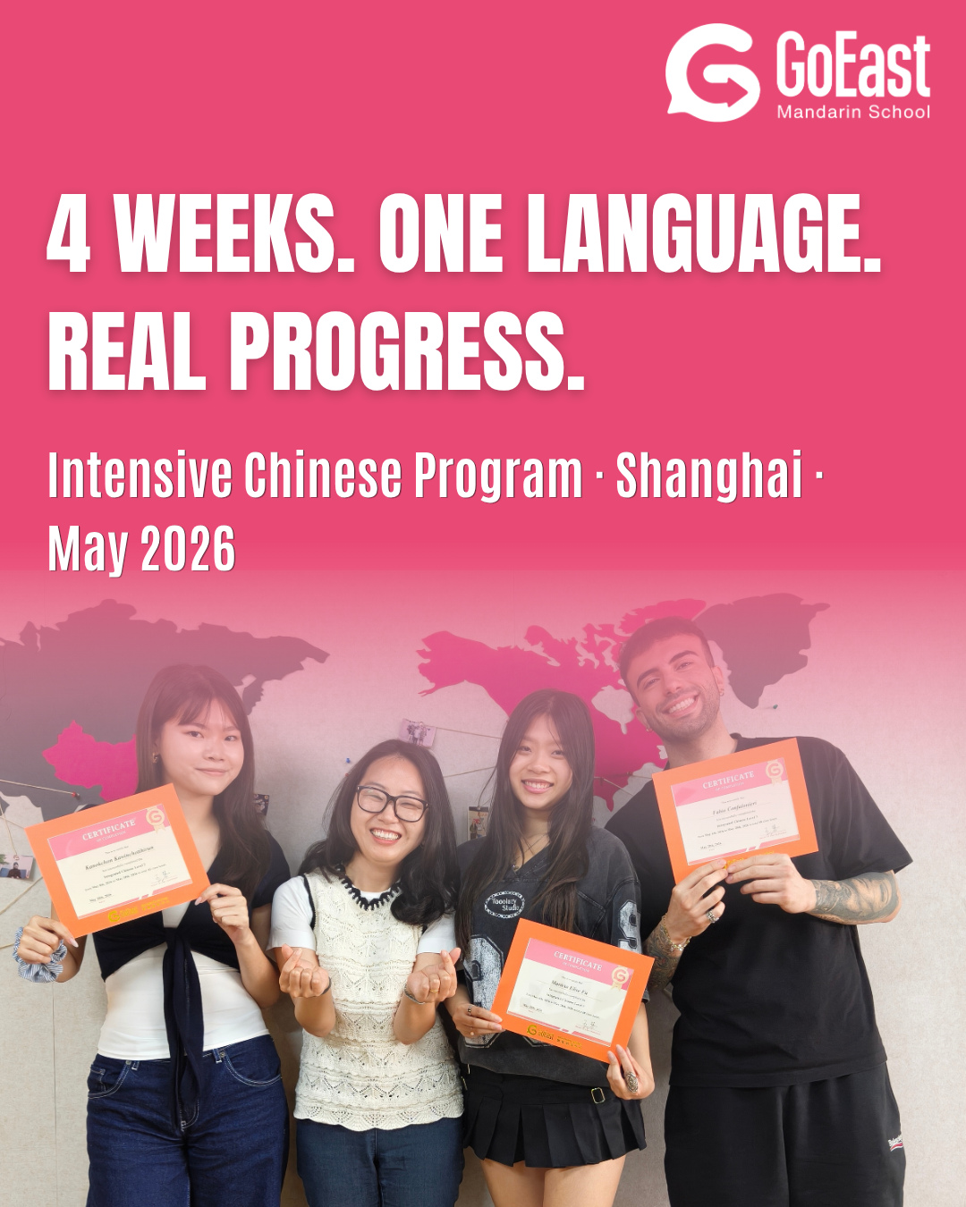 GoEast Mandarin Facebook ad: 4 WEEKS. ONE LANGUAGE.