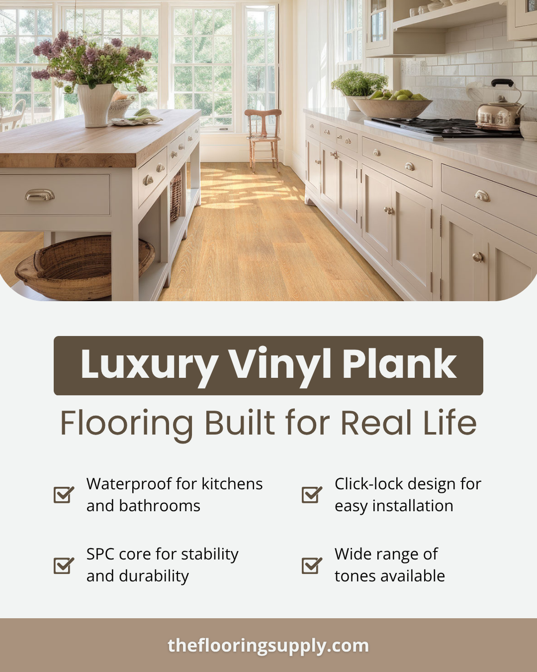 The Flooring Supply Facebook ad: Real Wood Look Luxury Vinyl Plank