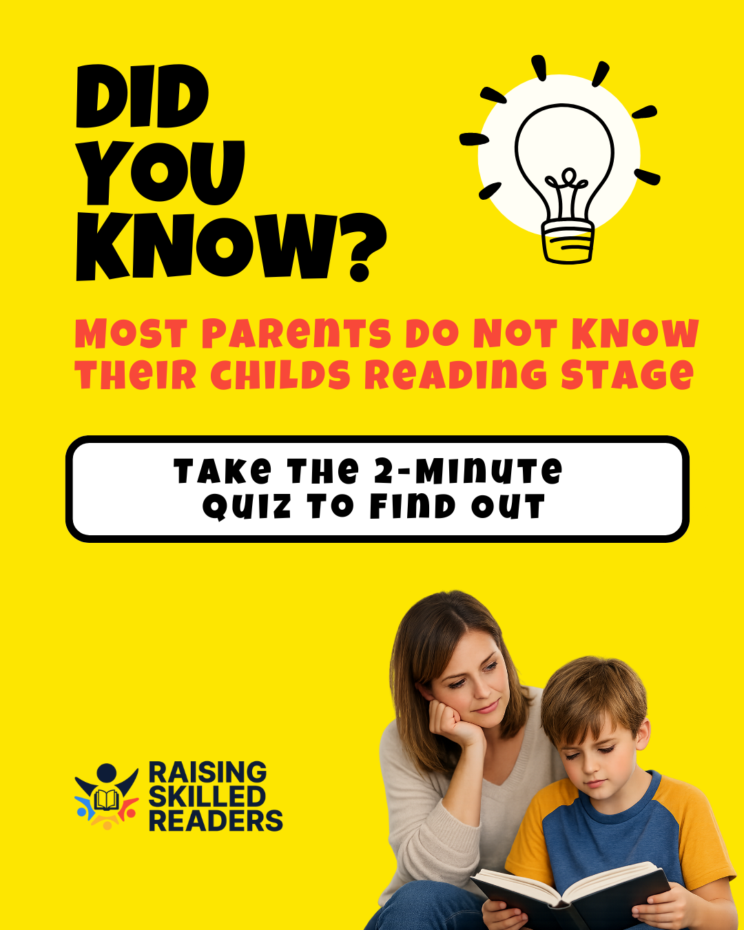 Institute of Reading Development Facebook ad: Take The Two Minute Quiz
