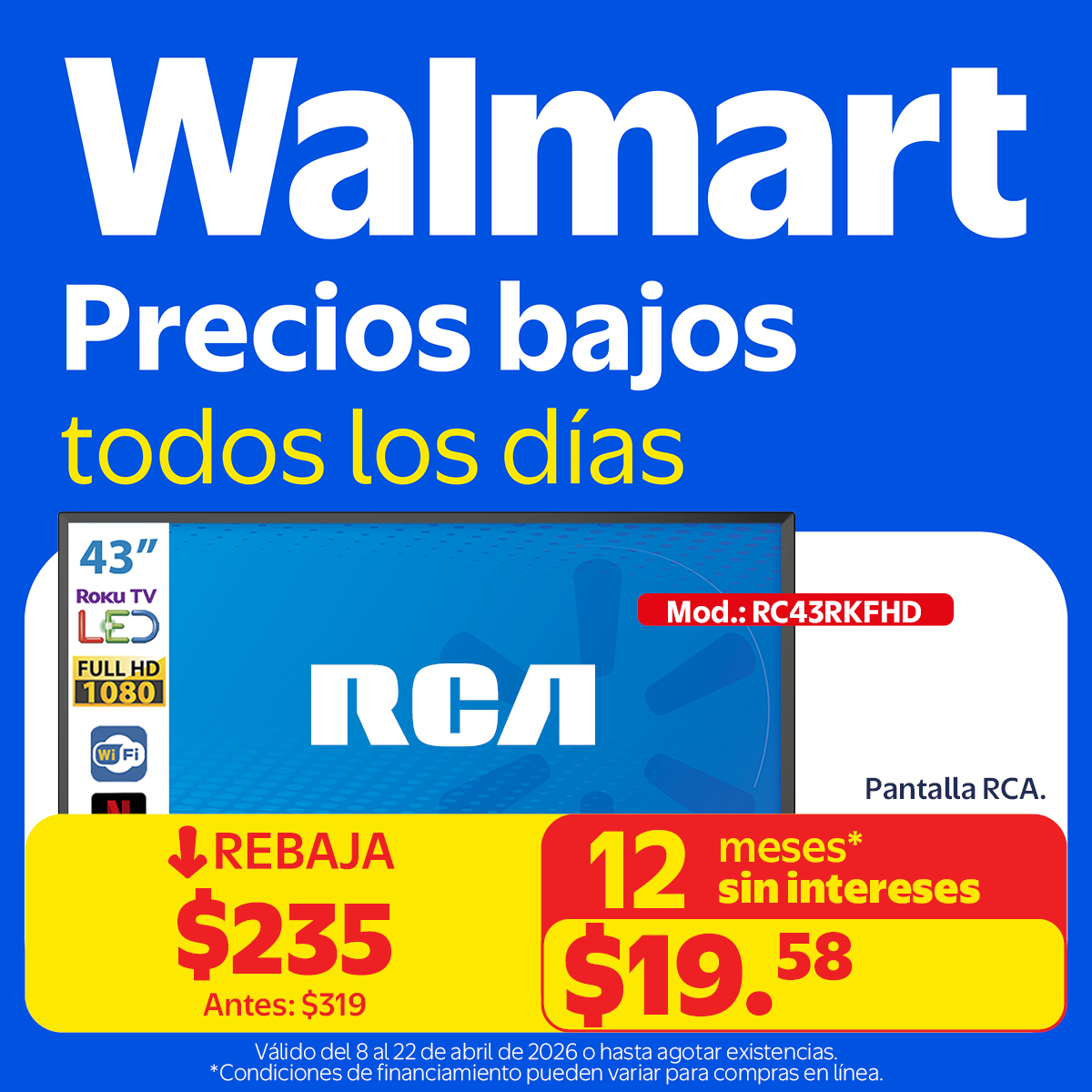 Walmart El Salvador Facebook ad: Visita Walmart en tienda o en línea y…