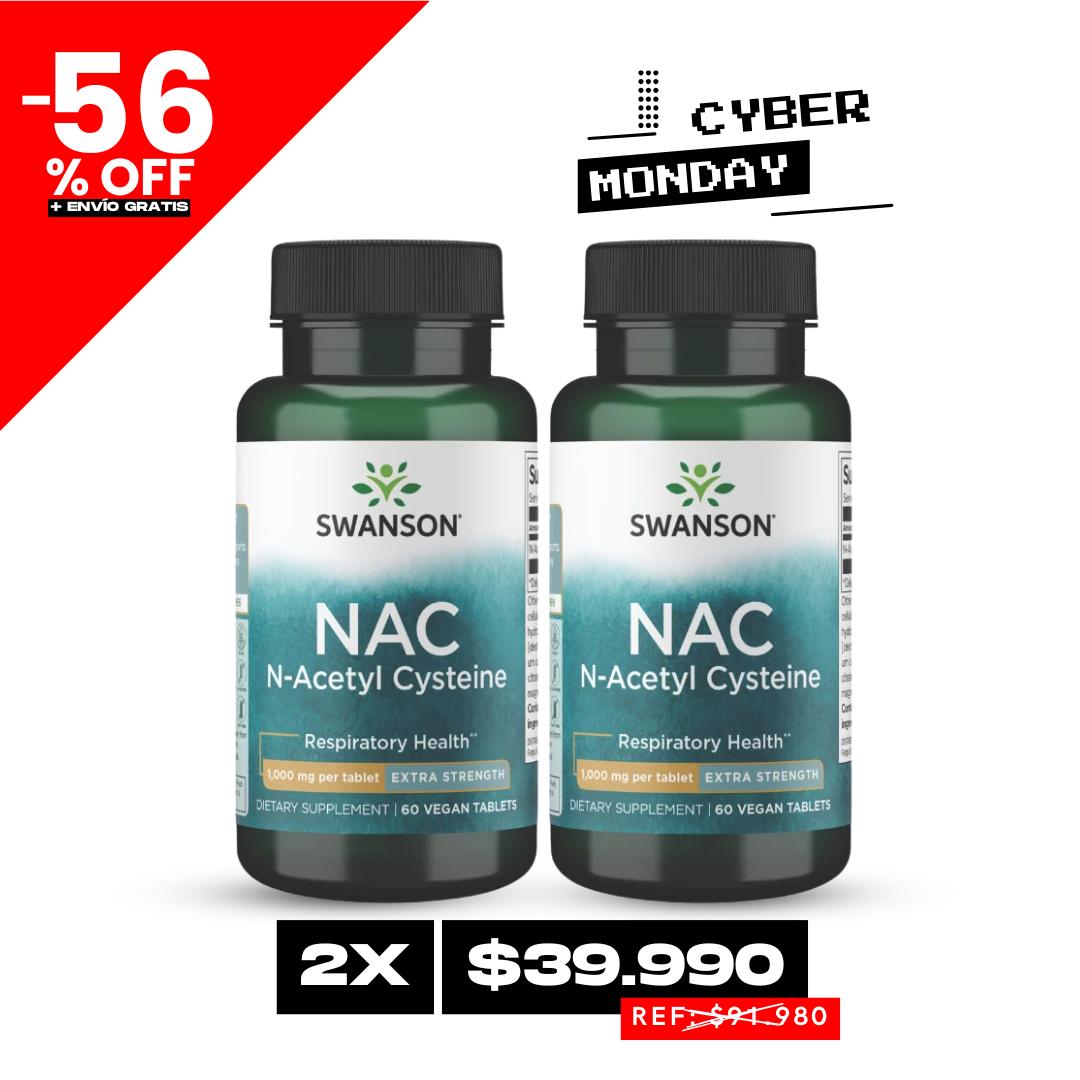 globalnutrition.cl Facebook ad: 2x NAC Swanson · $39.990