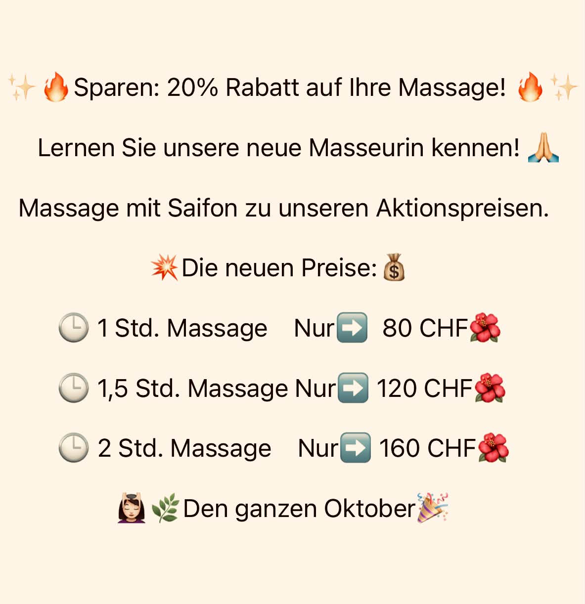 Relax Center Thai Massage Therapie Lengnau Facebook ad: Sparen: 20% Rabatt auf Ihre Massage!
