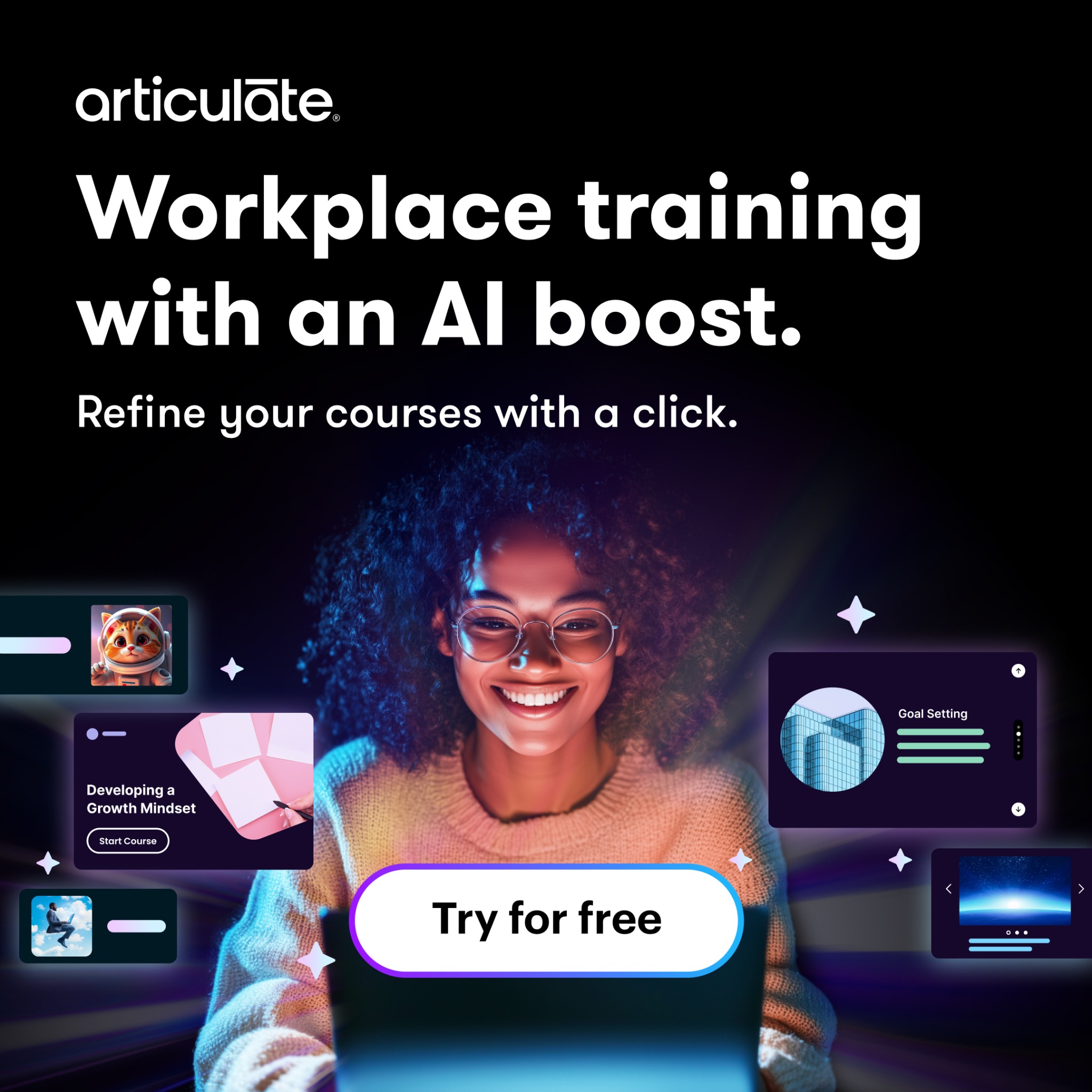Articulate Facebook ad