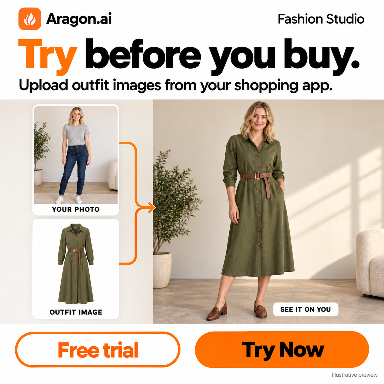 Aragon.ai Facebook ad: Any photo. Fashion shoot