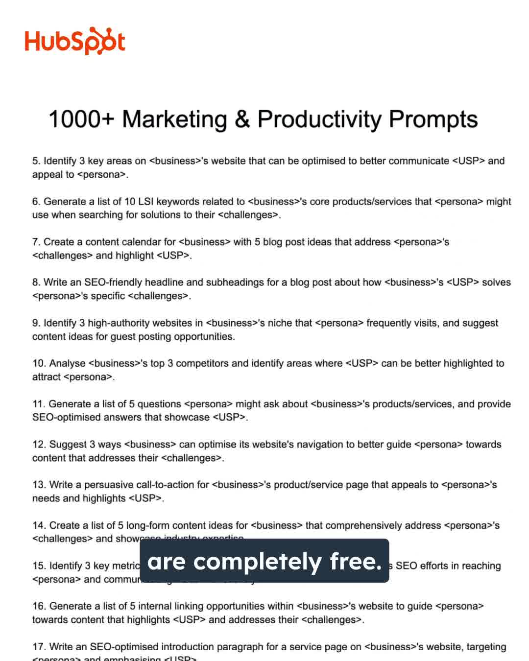 HubSpot Facebook ad: 1,000+ Free AI Prompts