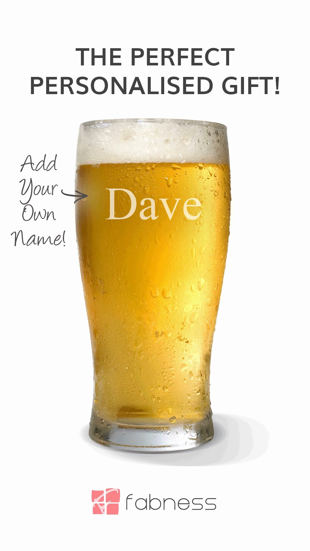 Fabness Facebook ad: Personalised Glassware