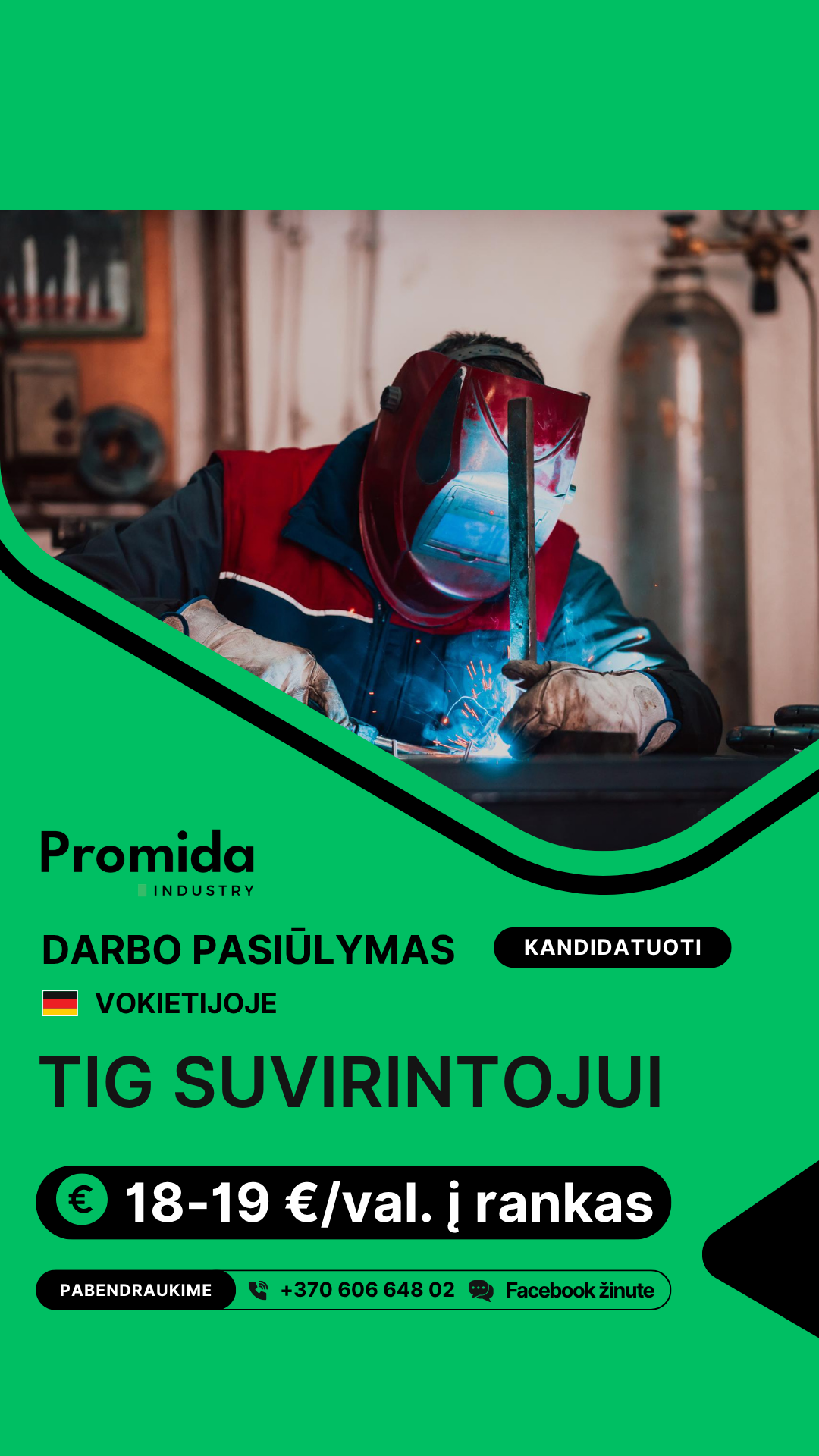 Promida Industry Facebook ad: Kandidatuoti darbui