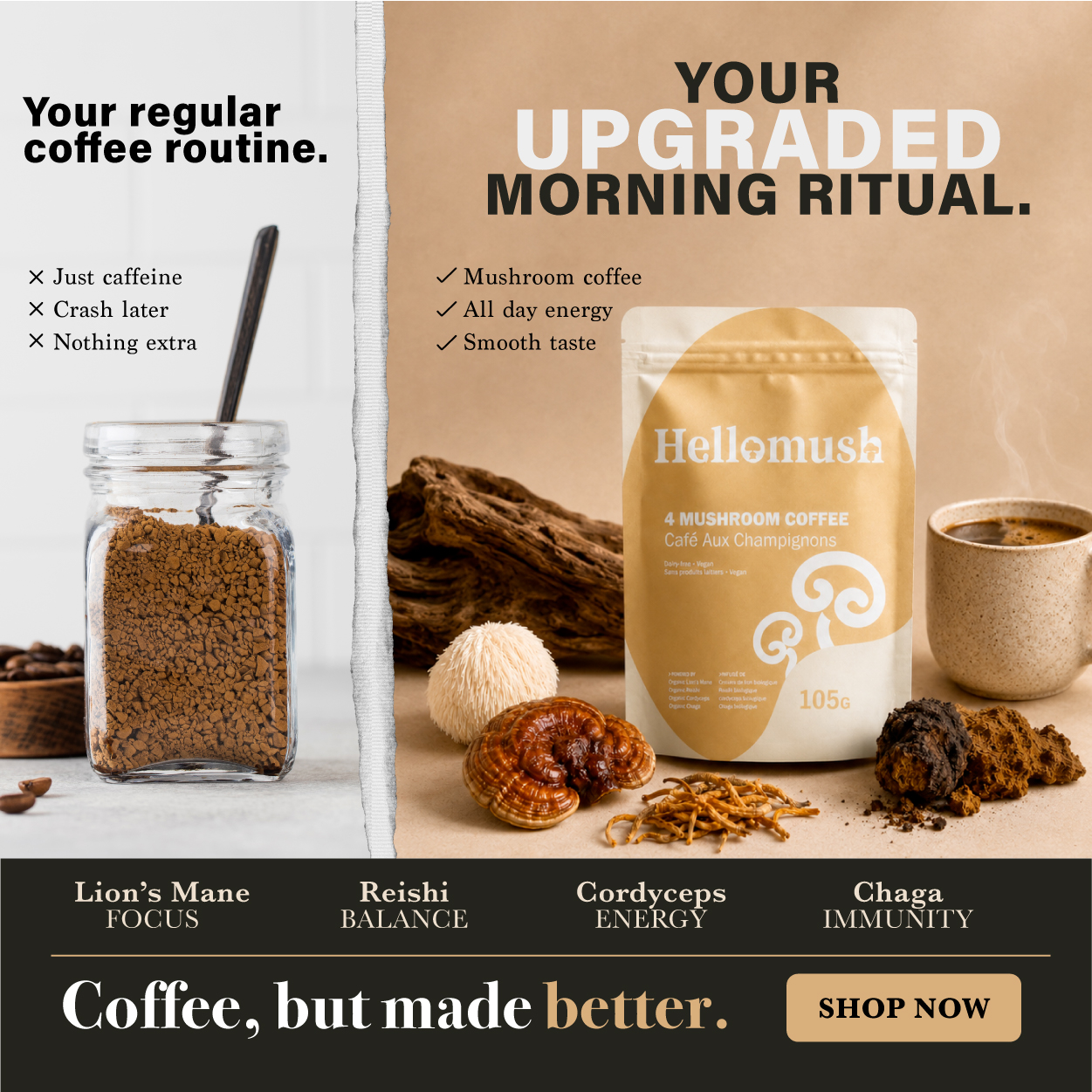 Hellomush Facebook ad: 28 Cups, Just $11.89