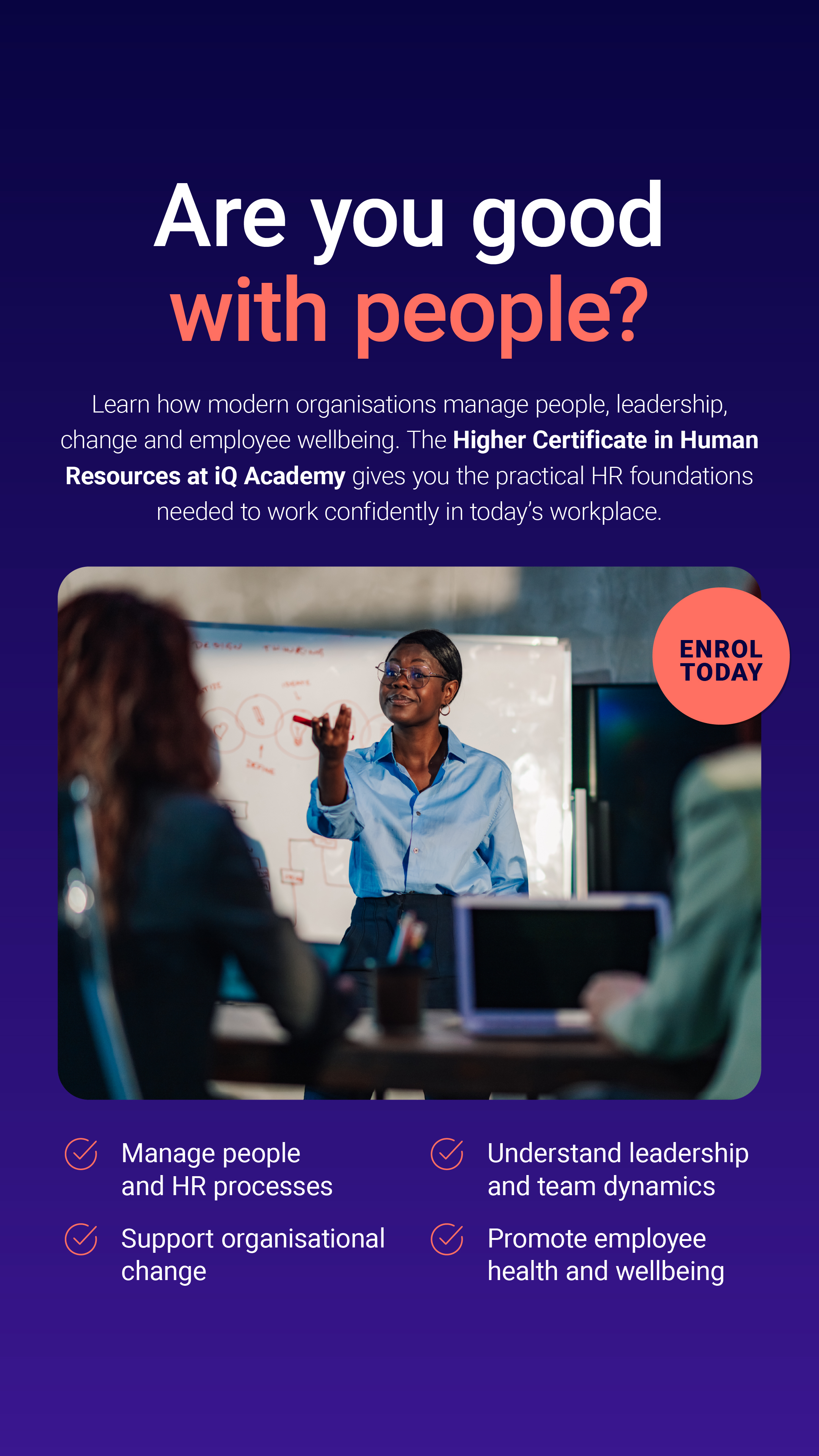 IQ Academy Facebook ad: Higher Certificate in Human Resources Management