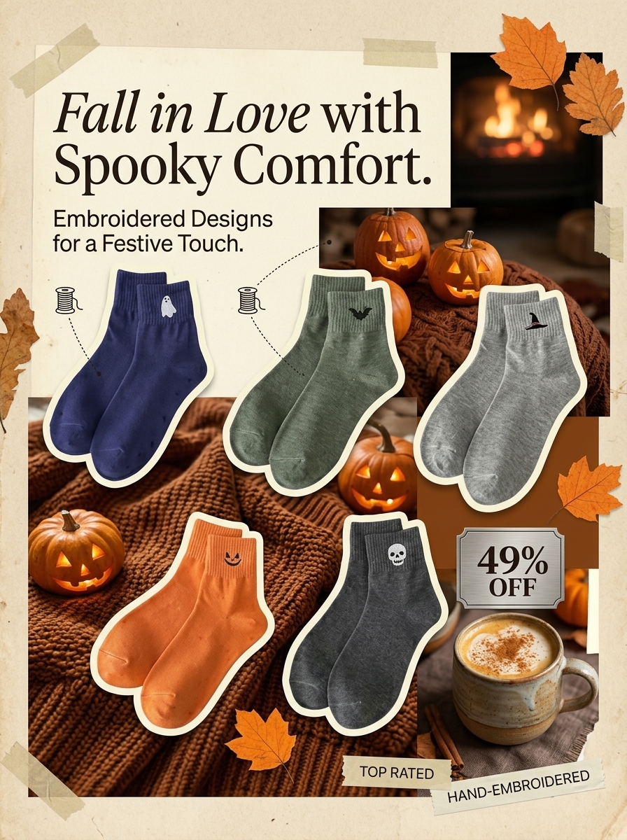 Achotoll Facebook ad: Halloween Embroidered Socks