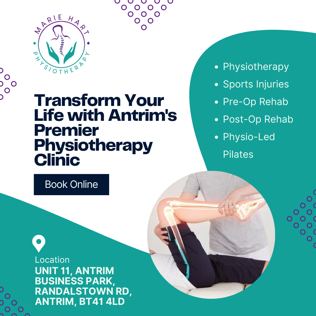 Marie Hart Physiotherapy Facebook ad: Book Now & Say Goodbye To Aches & Pains