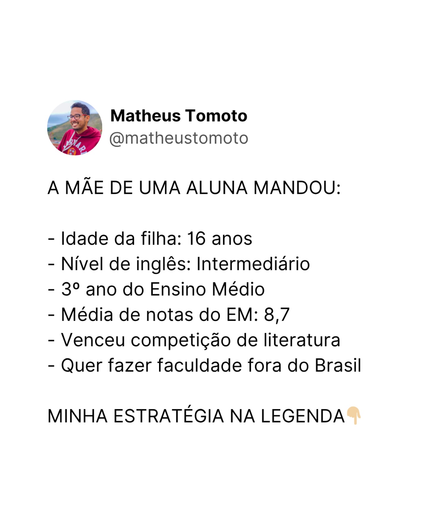 Matheus A. Tomoto Facebook ad