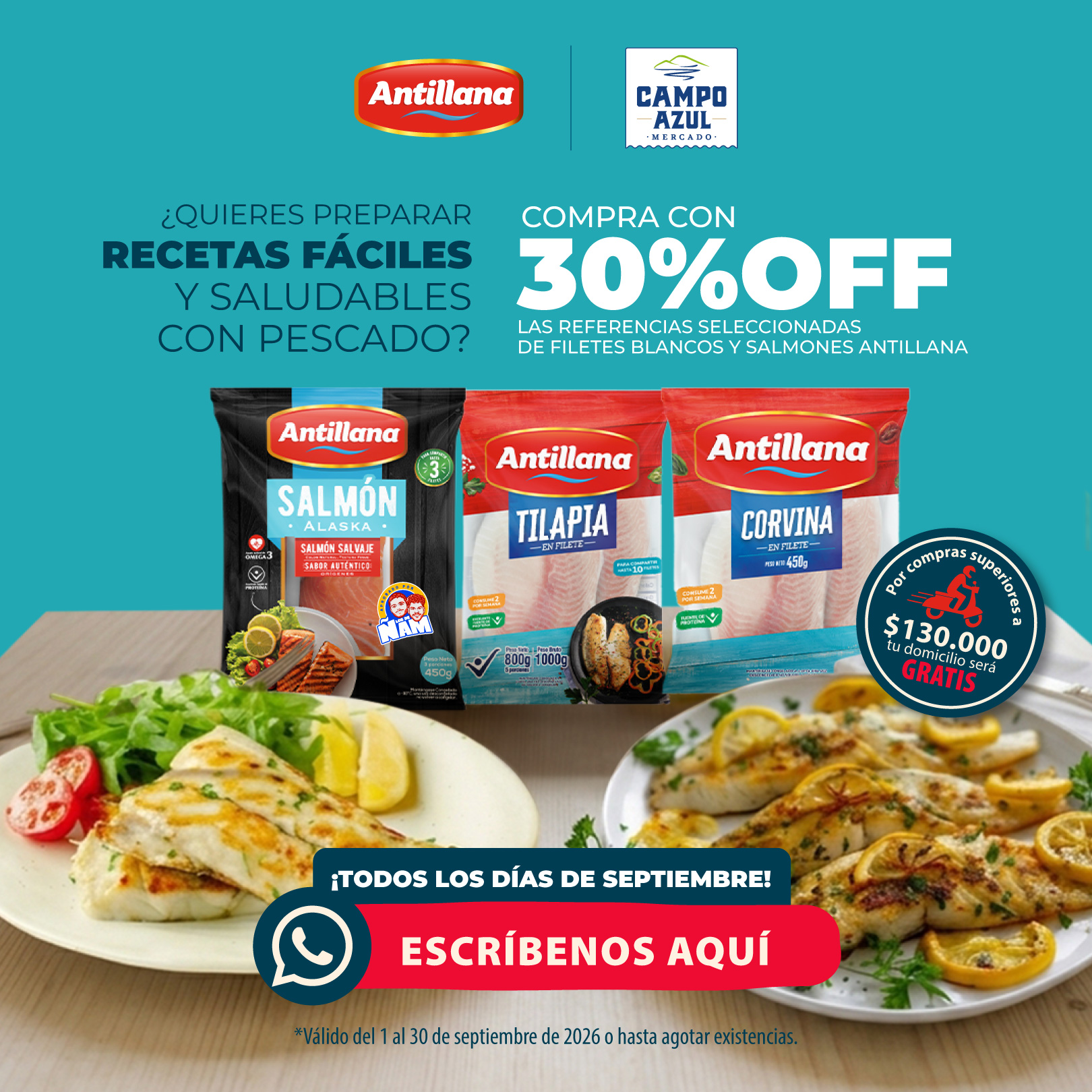 Antillana Facebook ad: Filetes blancos y salmón