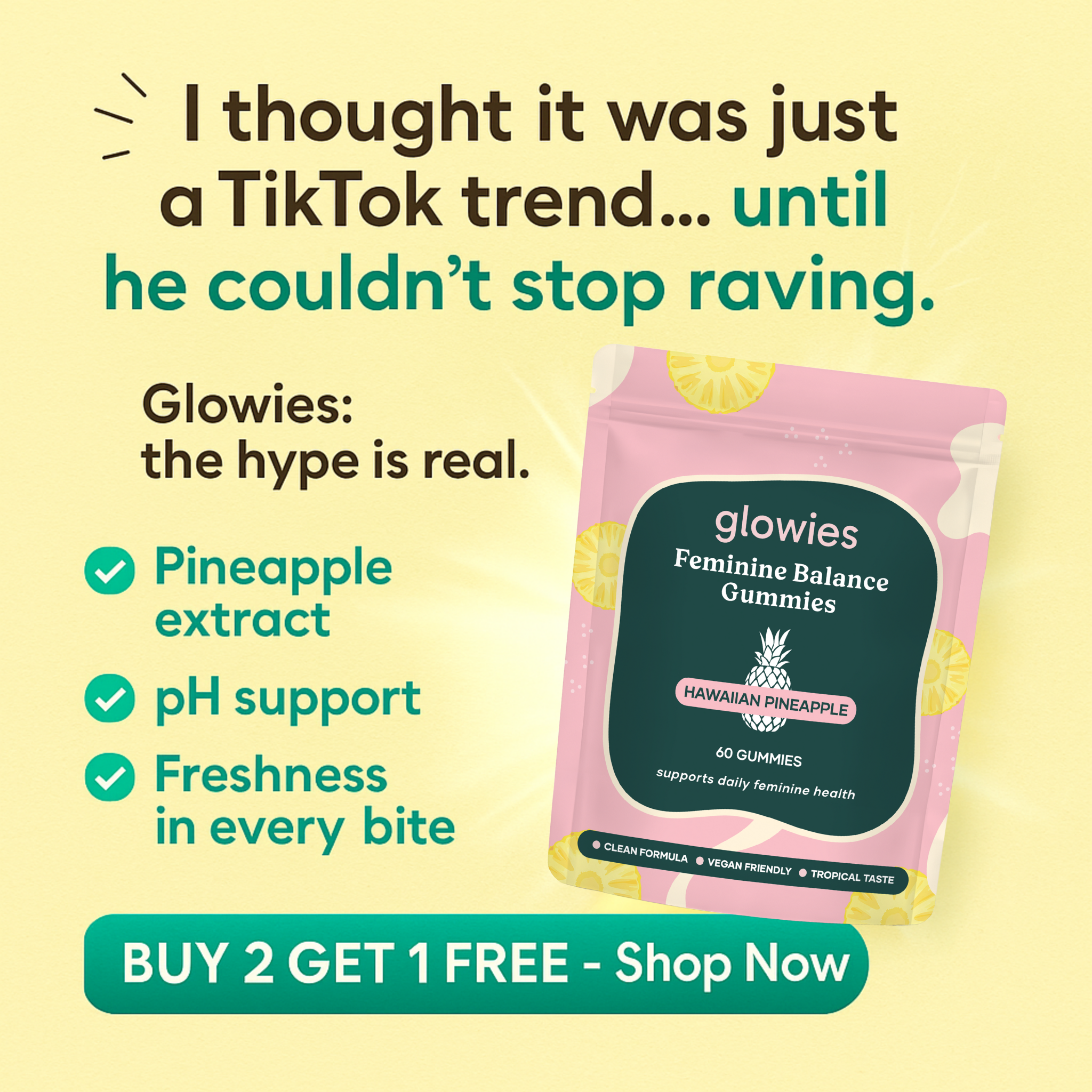Glowies Facebook ad
