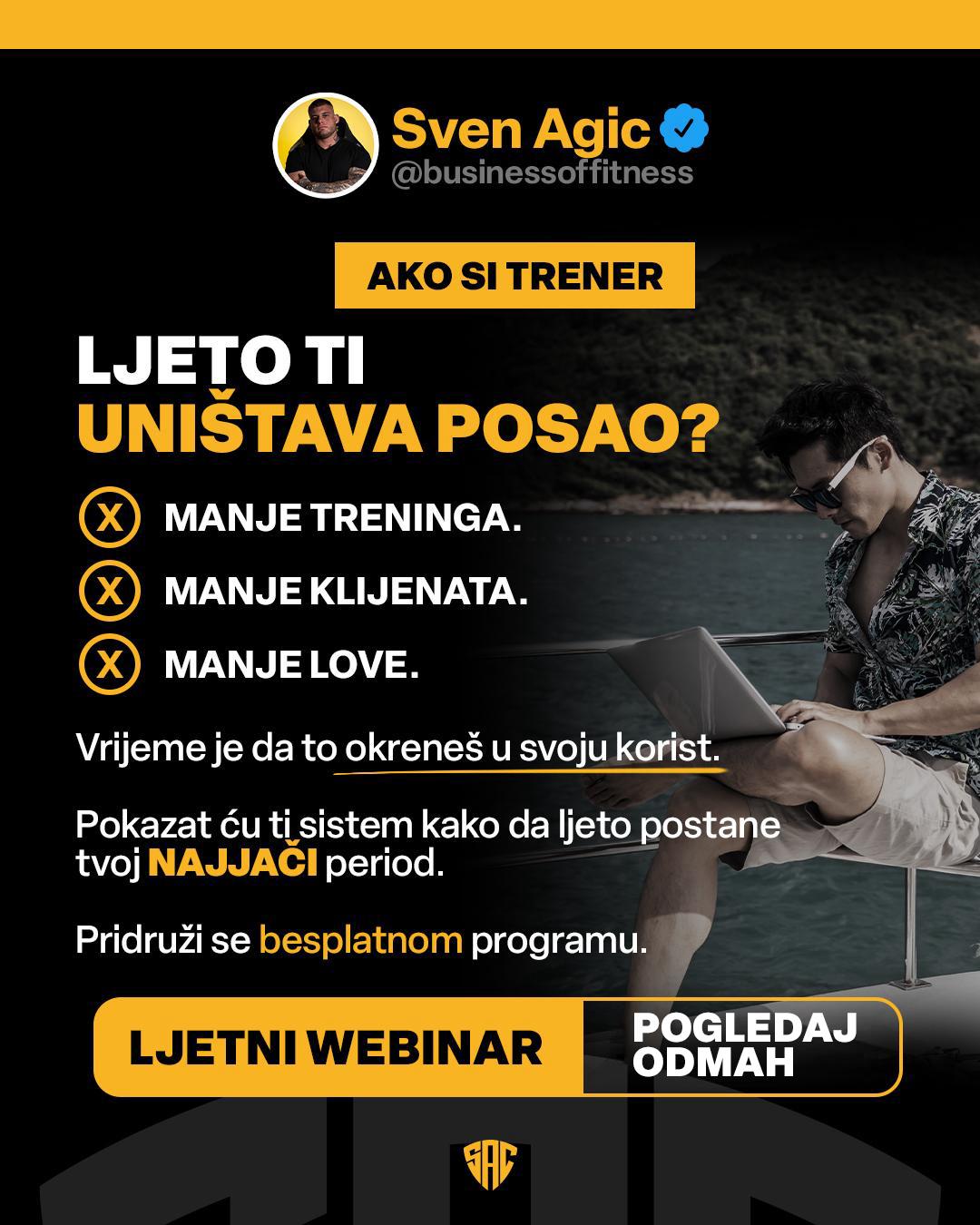 Sven Agić Coaching Facebook ad: BUSINESS OF FITNESS
