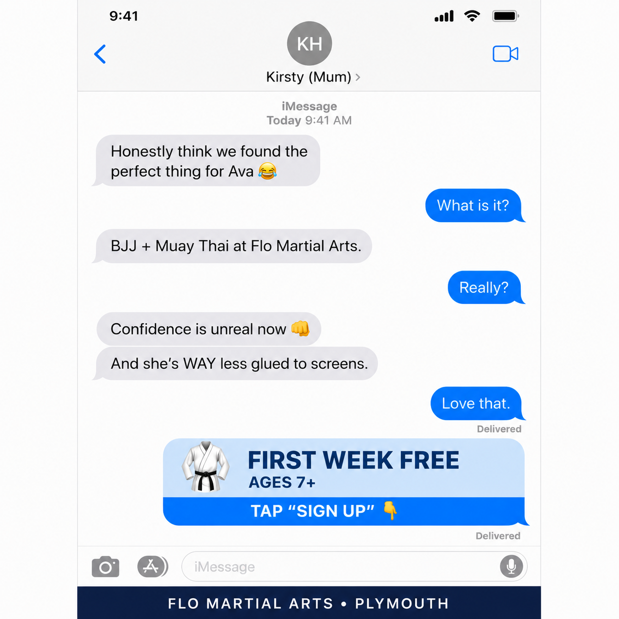 Flo Martial Arts Facebook ad