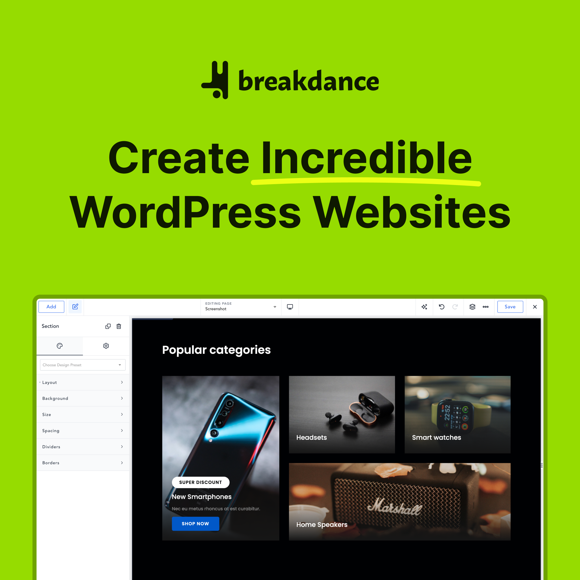 Breakdance Website Builder Facebook ad