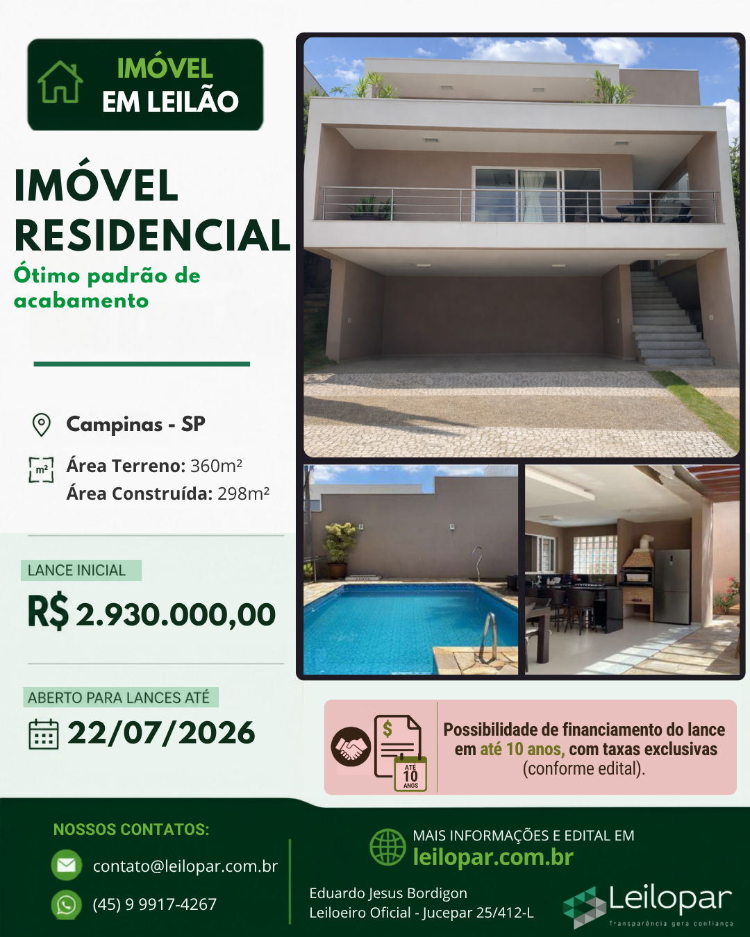 Leilopar Leilões Facebook ad: Acesse o site.