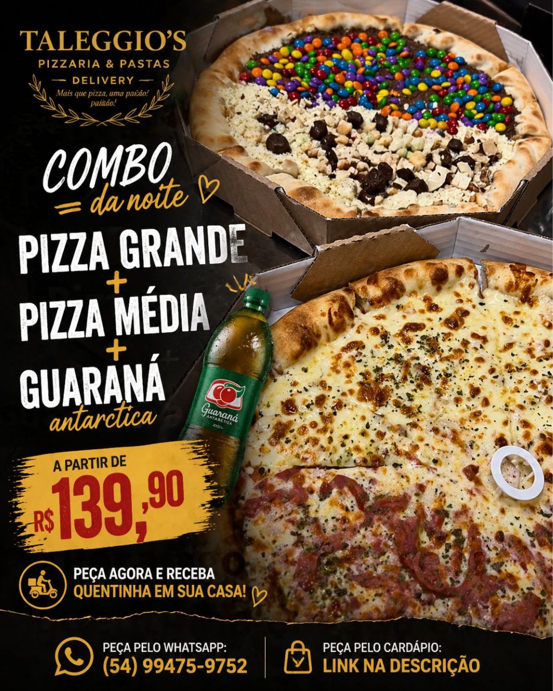 Taleggio's Pizzeria & Pasta Delivery Facebook ad from May 15, 2026