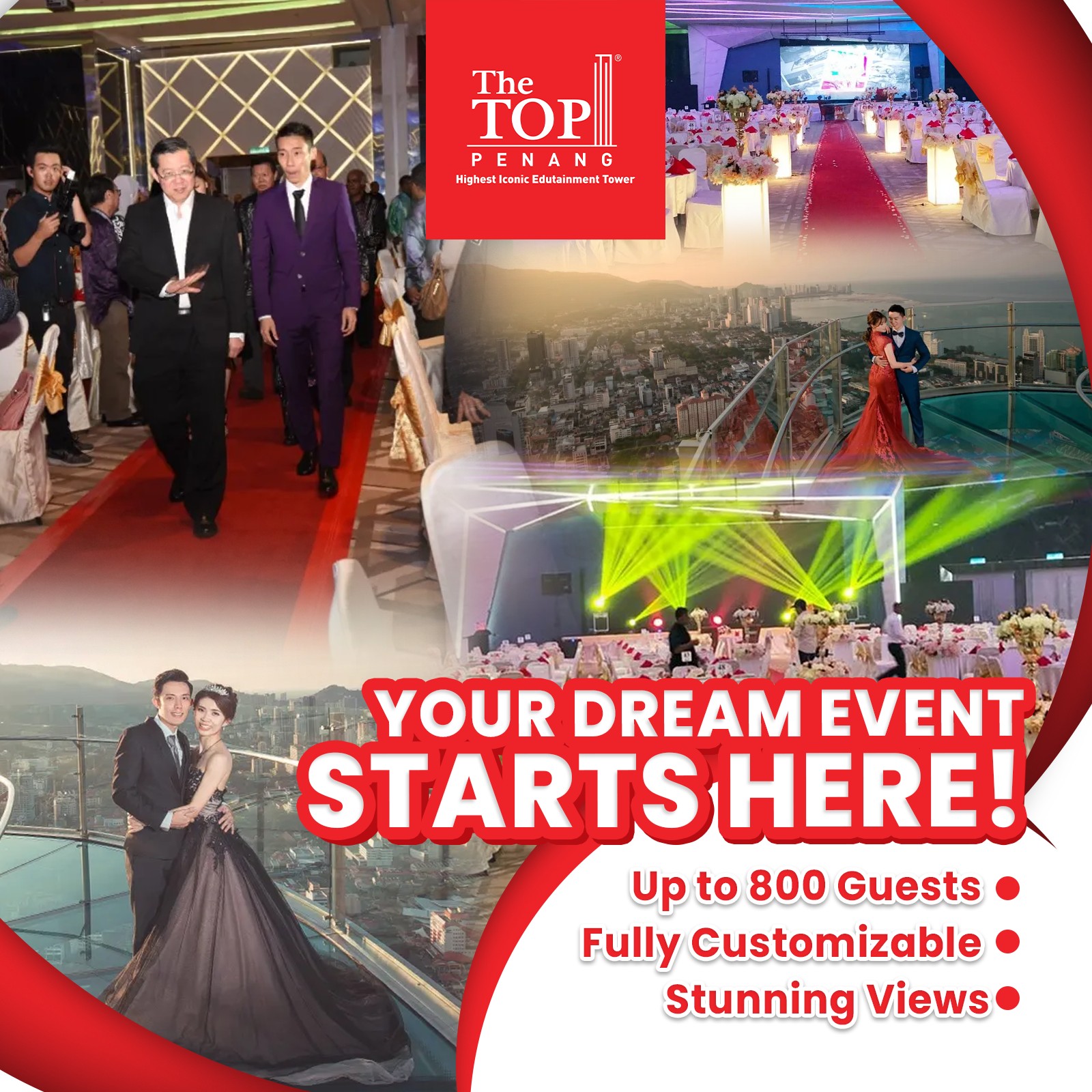 The TOP Facebook ad: WOW Events at The TOP Penang, Enquire & Book Today!