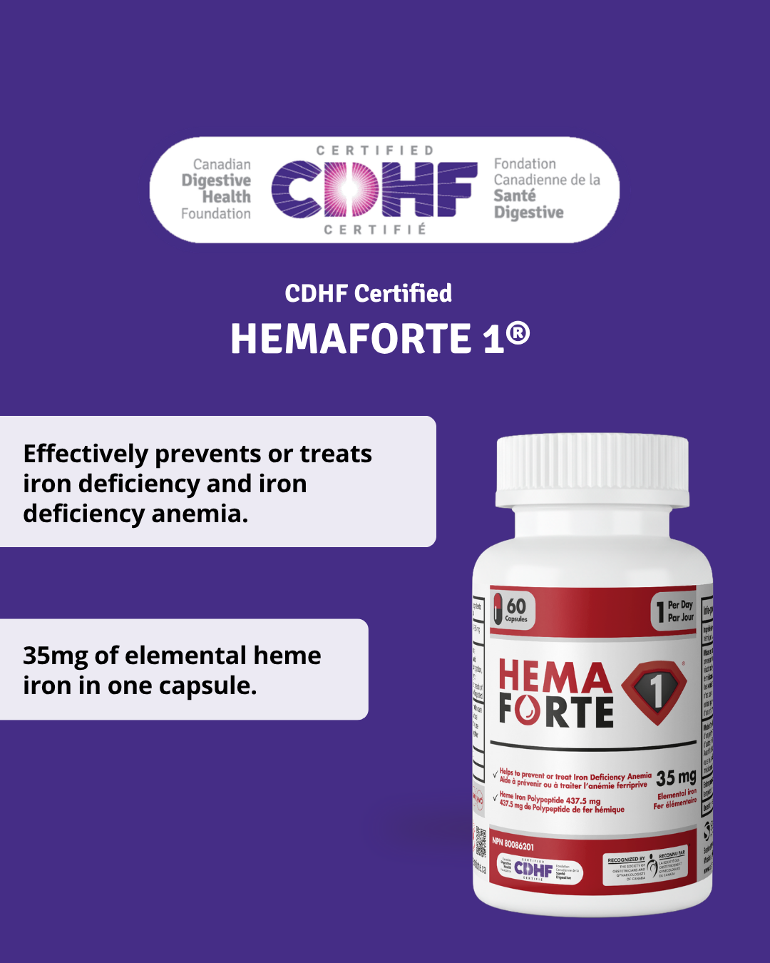 Canadian Digestive Health Foundation (CDHF) Facebook ad: Iron supplement that's easy on the tummy