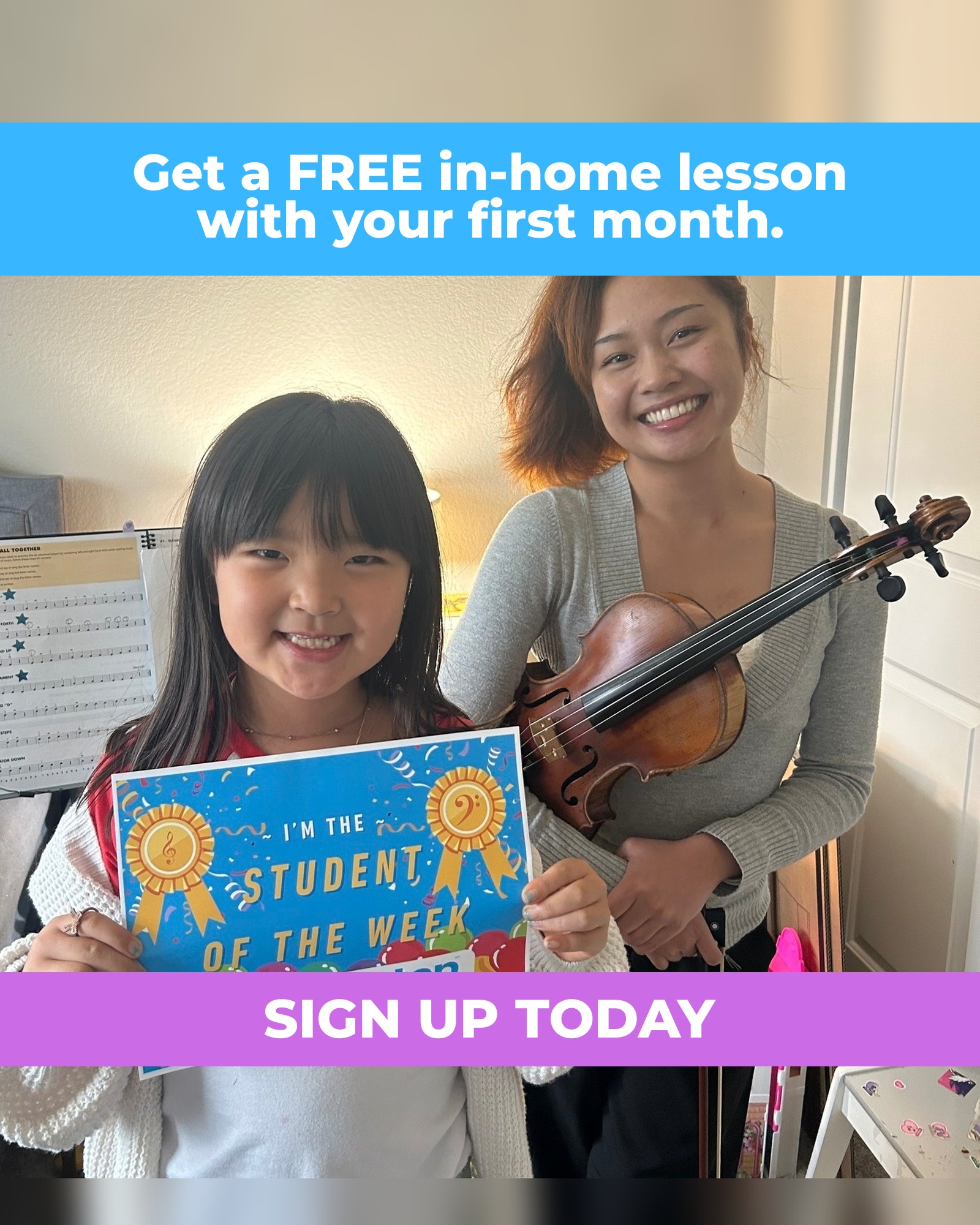 Doorstep.Music Facebook ad: Get a FREE lesson with your first month!