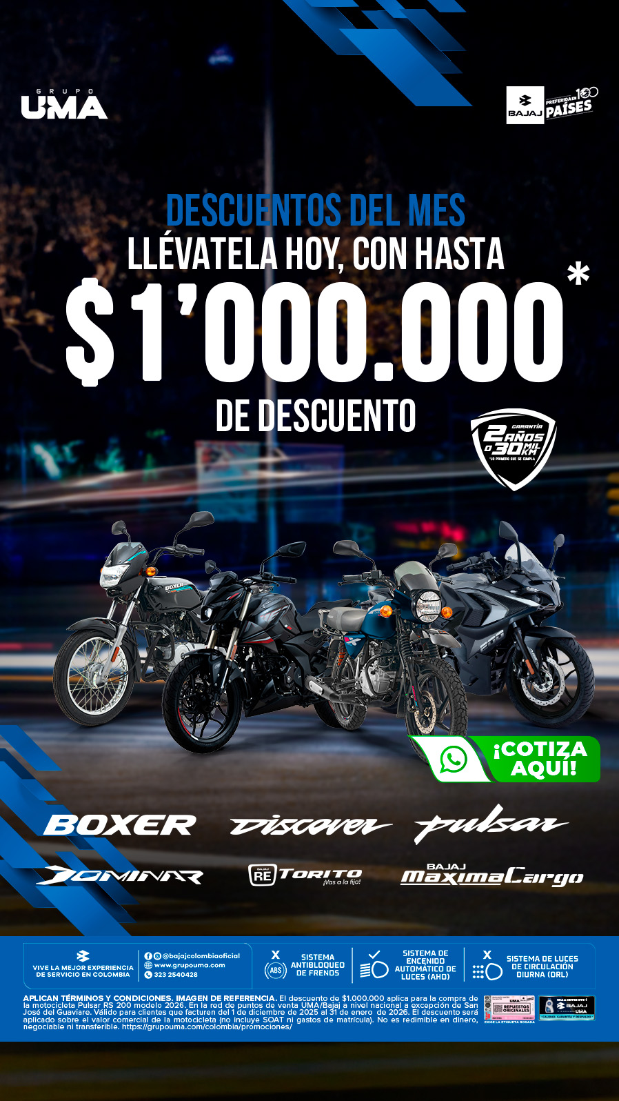 Bajaj Colombia Facebook ad from Jan 15, 2026