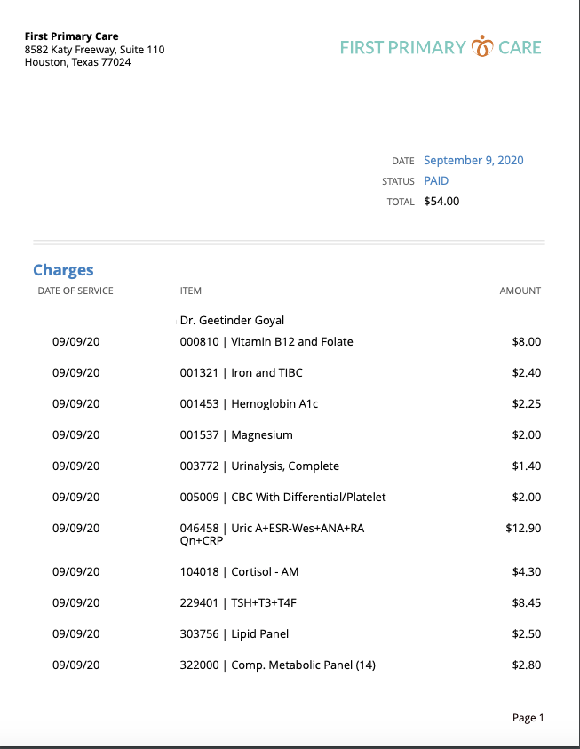 First Primary Care Facebook ad: This is what price transparency looks like.