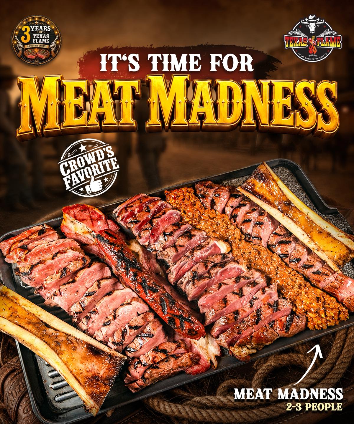 Texas Flame Facebook ad: Steak lovers, here's the ultimate madness!