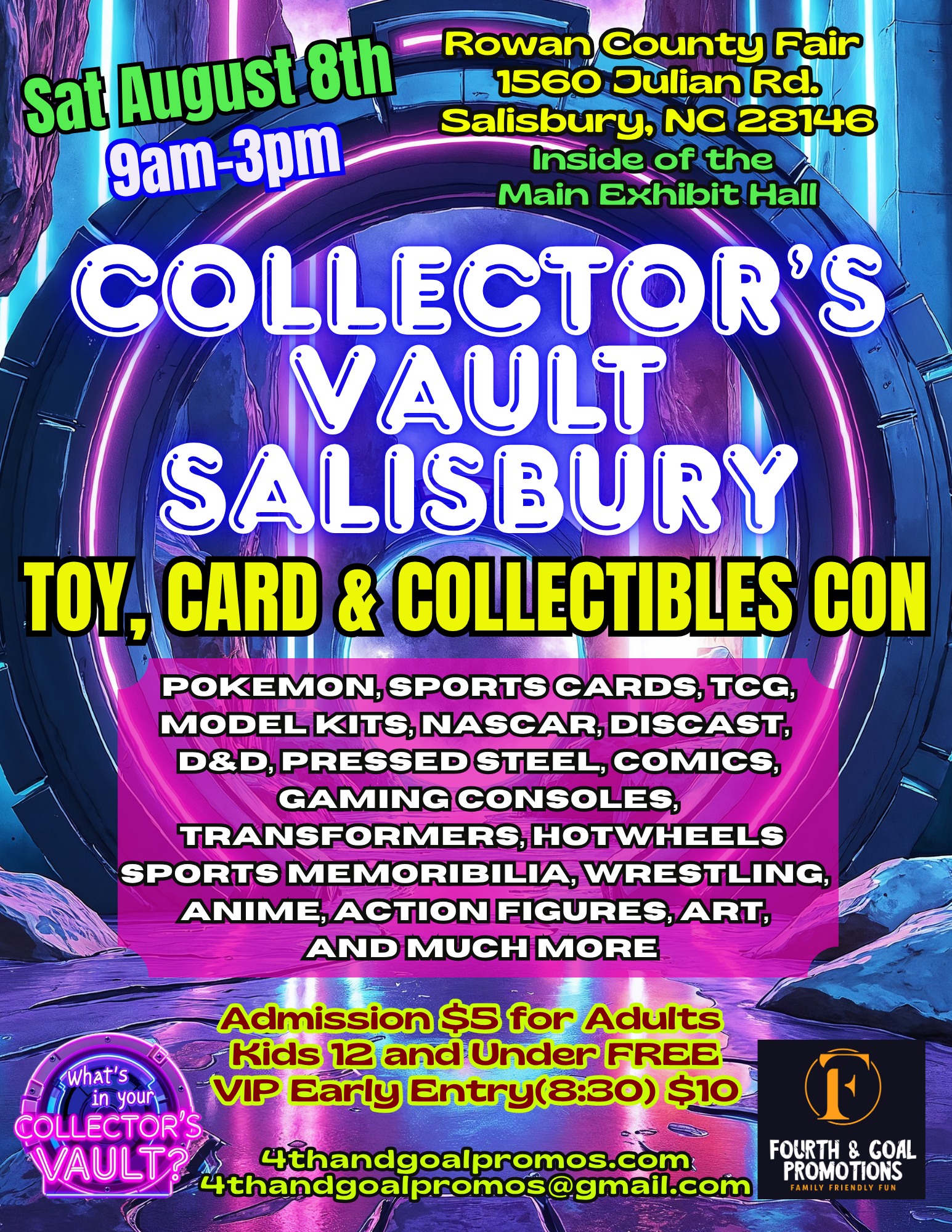 Fourth and Goal Promotions Facebook ad: Collector's Vault Salisbury Toy, Card and Collectibles Con