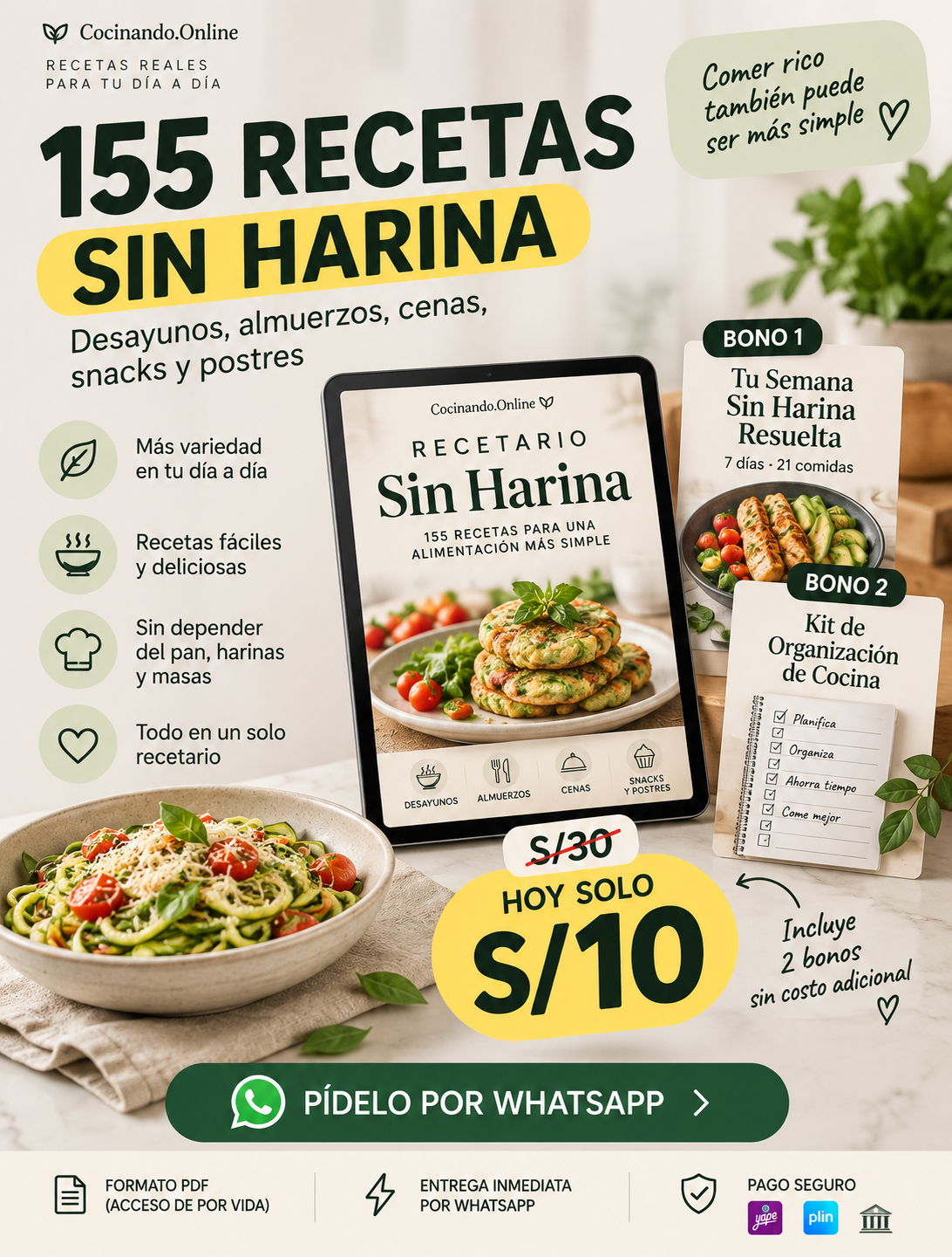 Cocinando Online - Recetas Fáciles Facebook ad: ¿Quieres más ideas para comer sin harina sin…