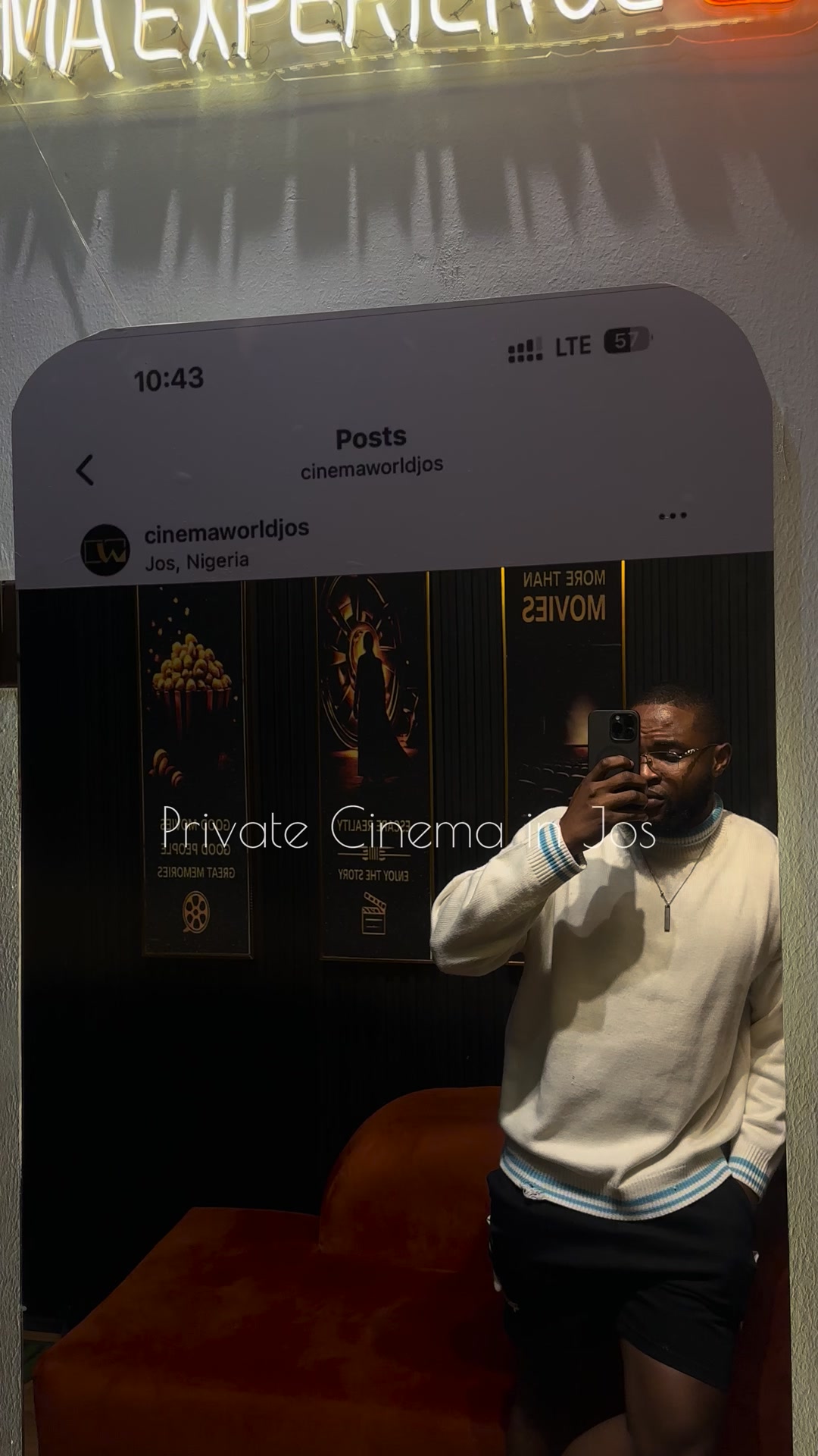 Cinema World Facebook ad: Send us a DM to book your private cinema experience.