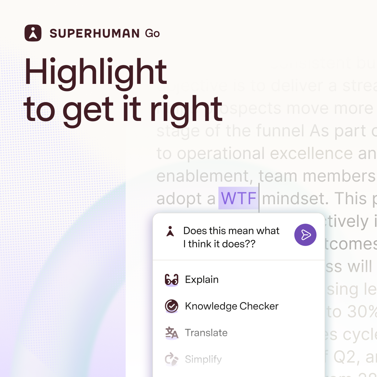 Superhuman Facebook ad: Highlight to understand