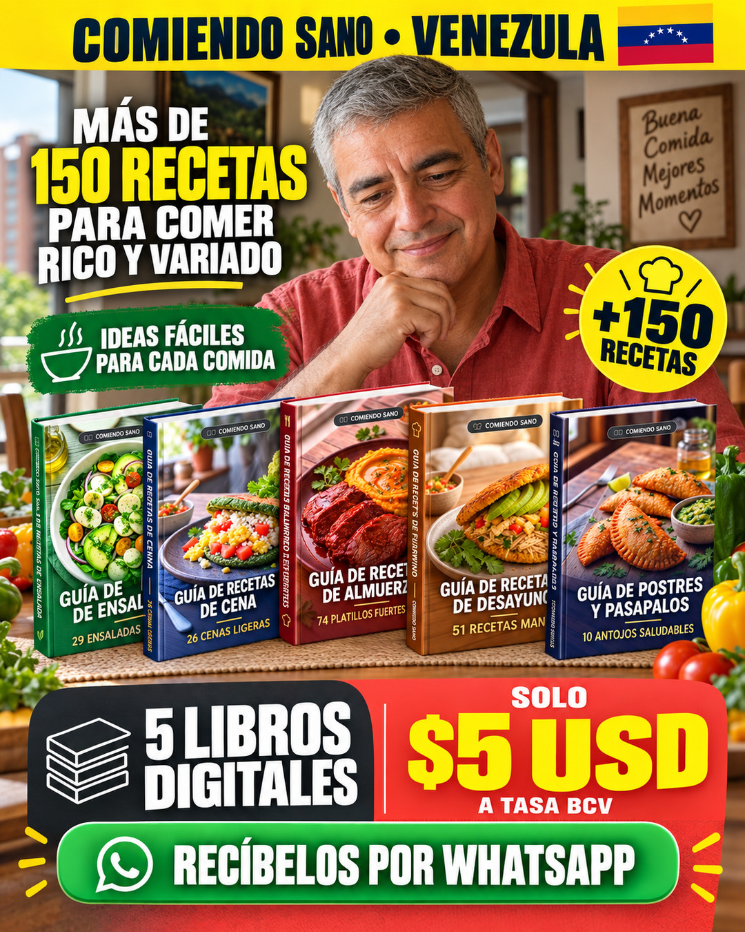 Comiendo Sano Facebook ad: +150 Recetas Saludables en PDF • Solo $5