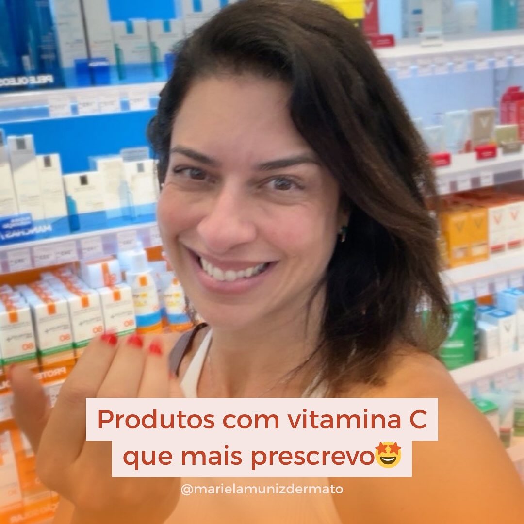 Clínica Mariela Muniz Dermatologia Facebook ad: Produtos com vitamina C que eu mais prescrevo!