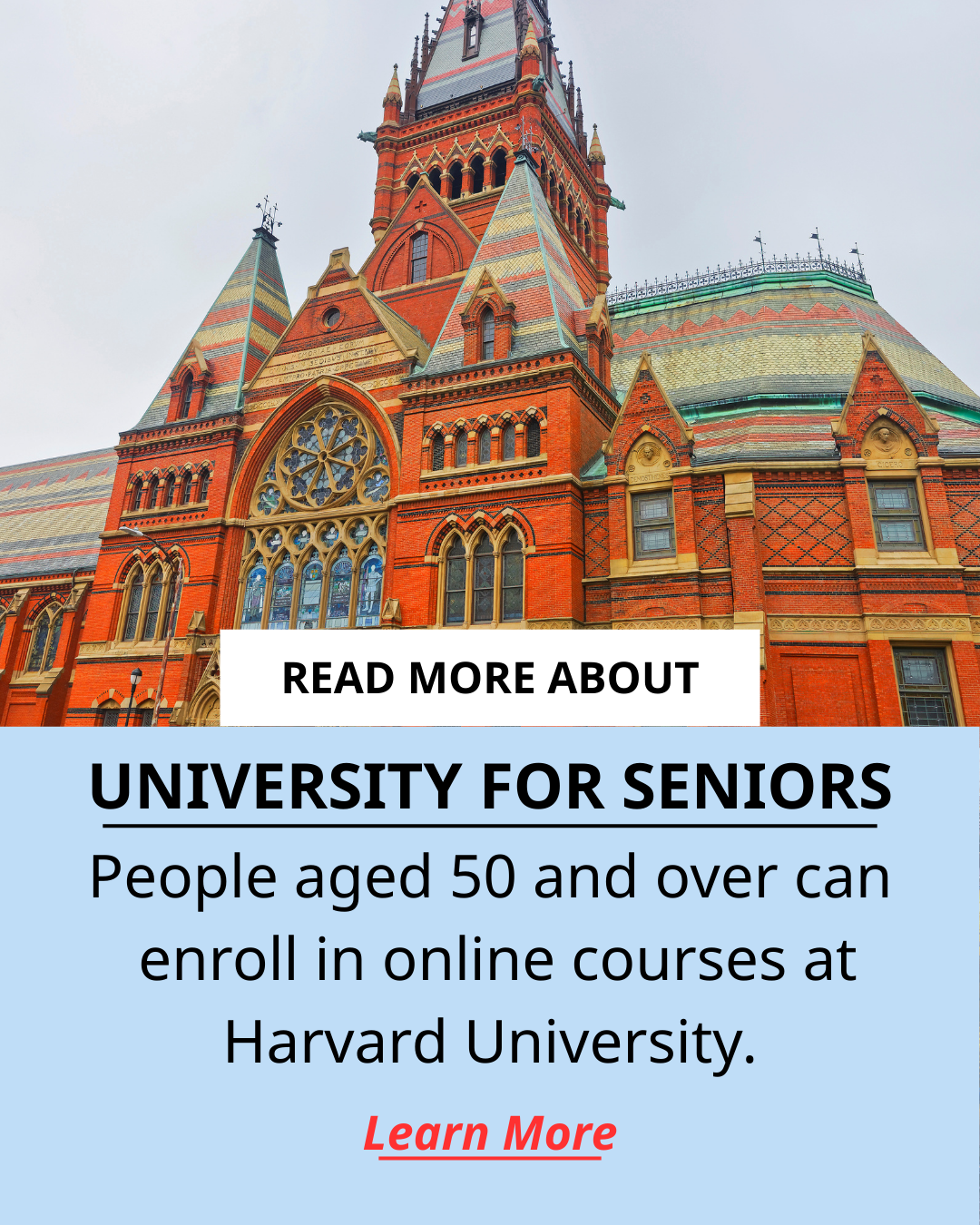 QuickSearch Facebook ad: UNIVERSITY FOR SENIORS
