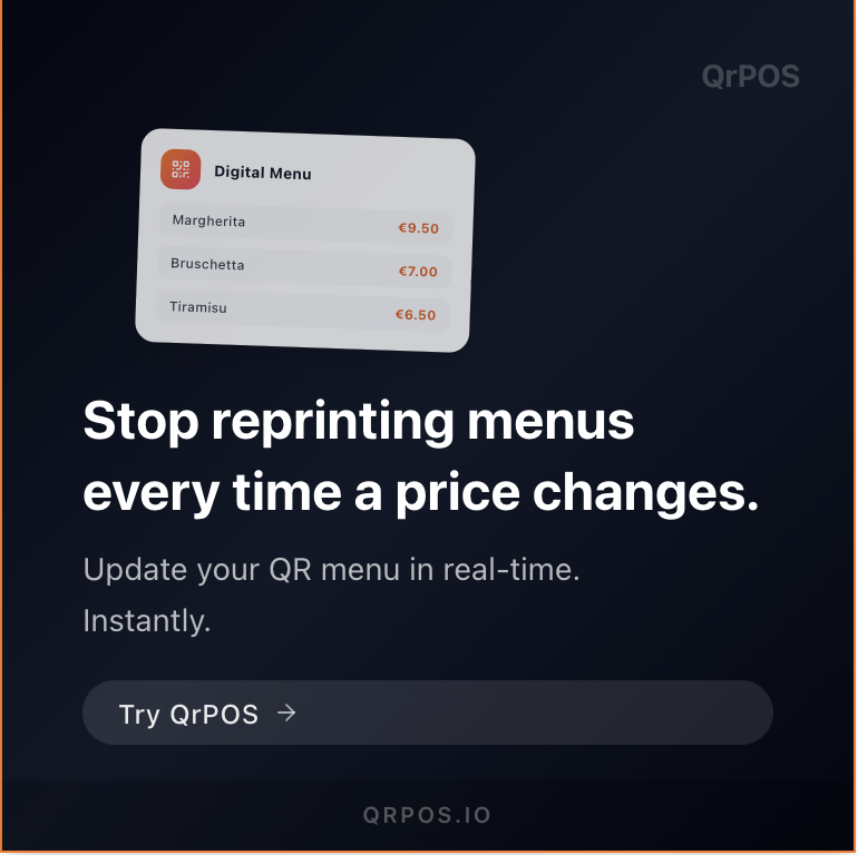 Qr POS Facebook ad: Guests scan, order, kitchen gets it live.