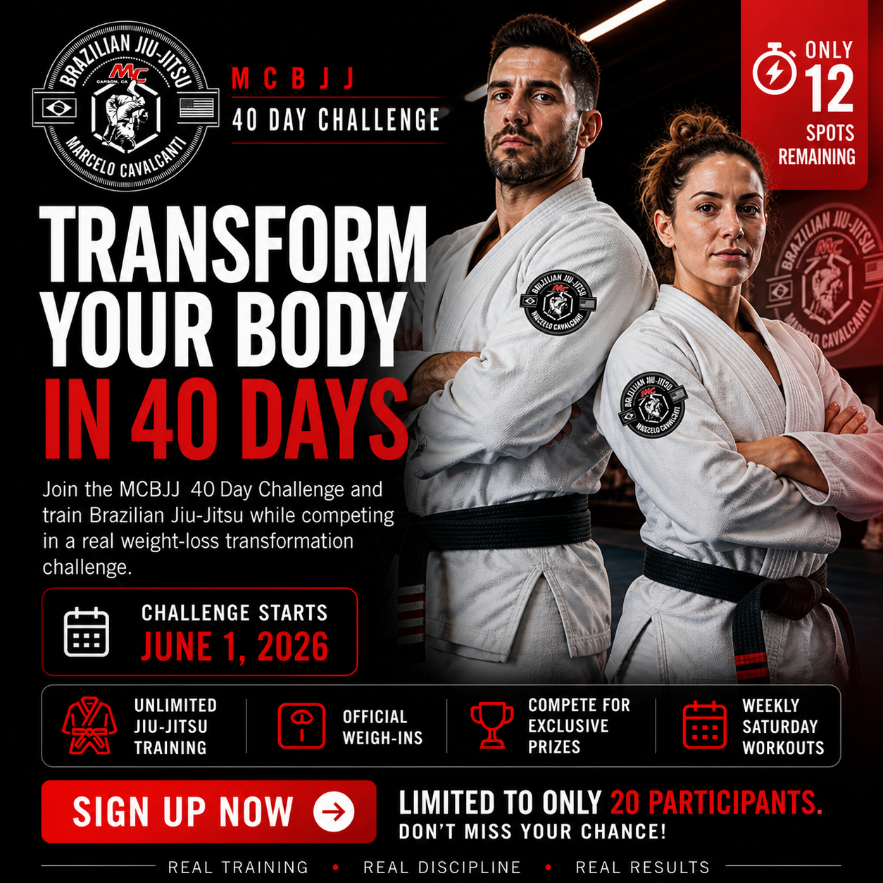 Marcelo Cavalcanti Brazilian Jiu Jitsu Academy Facebook ad: Apply Now, Limited Spots Available