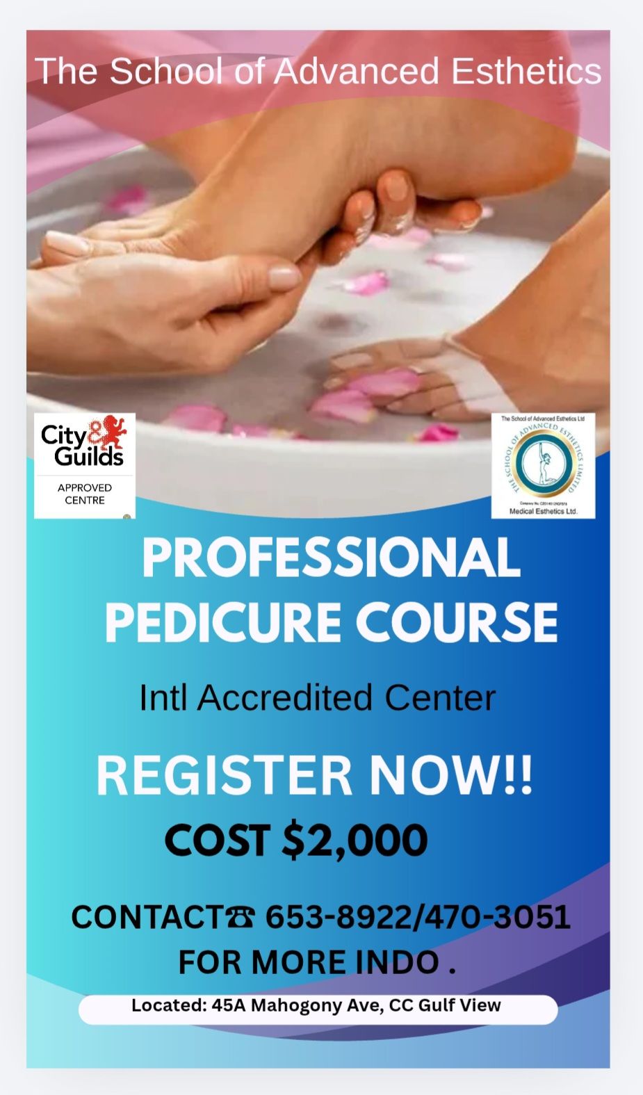 The School Of Advanced Esthetics Ltd. Facebook ad: PROFESSIONAL SPA PEDICURE COURSE 2026