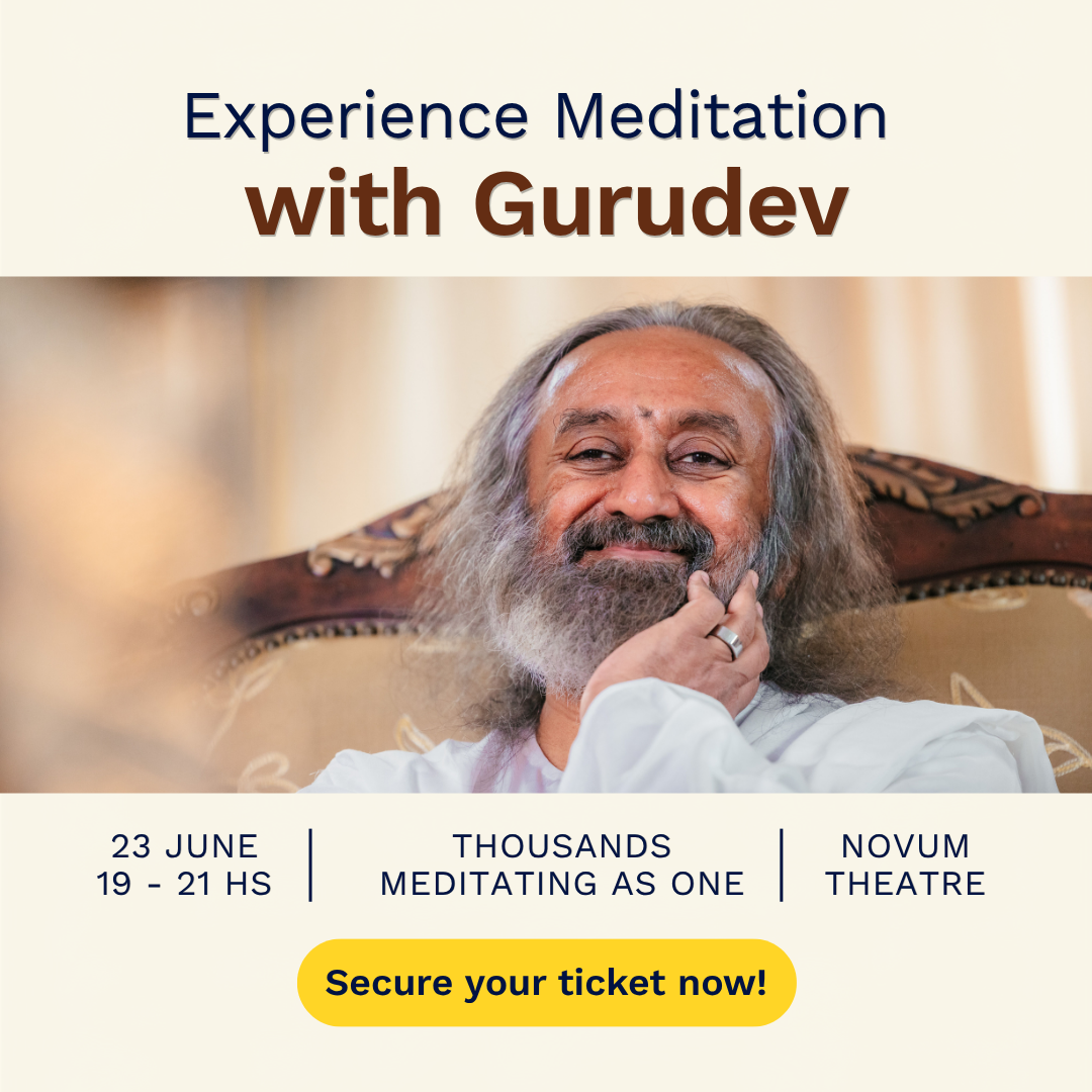 The Art of Living Facebook ad: Meditate with Gurudev in Brussels