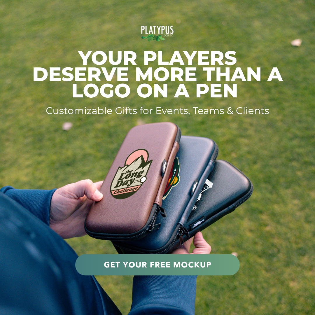 Platypus Golf Company Facebook ad: Your Clients Play Golf. Make Sure They Remember You.